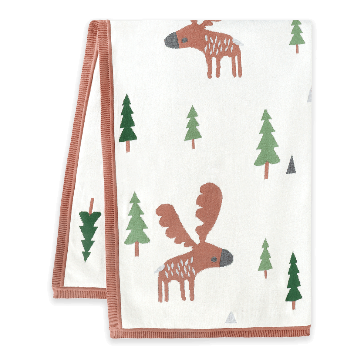 Wild Moose - Organic Cotton Jacquard Knit Baby Blanket (Folded)