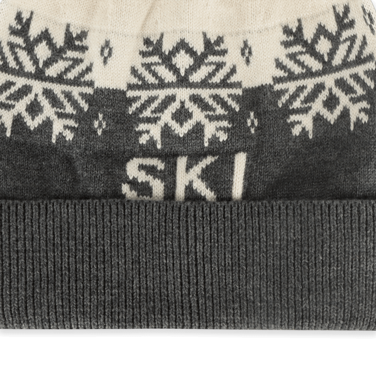Organic Cotton Ski Day Knit Baby Beanie Hat with Pom-pom, Charcoal