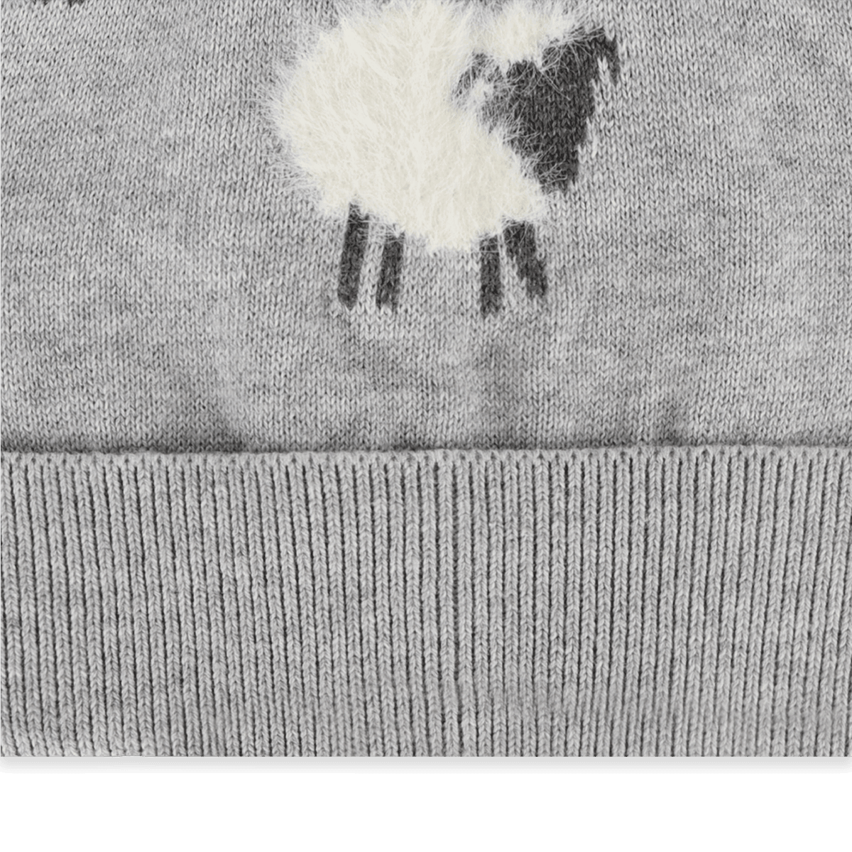 Organic Cotton Furry Sheep Knit Round Baby Beanie Hat, Detail