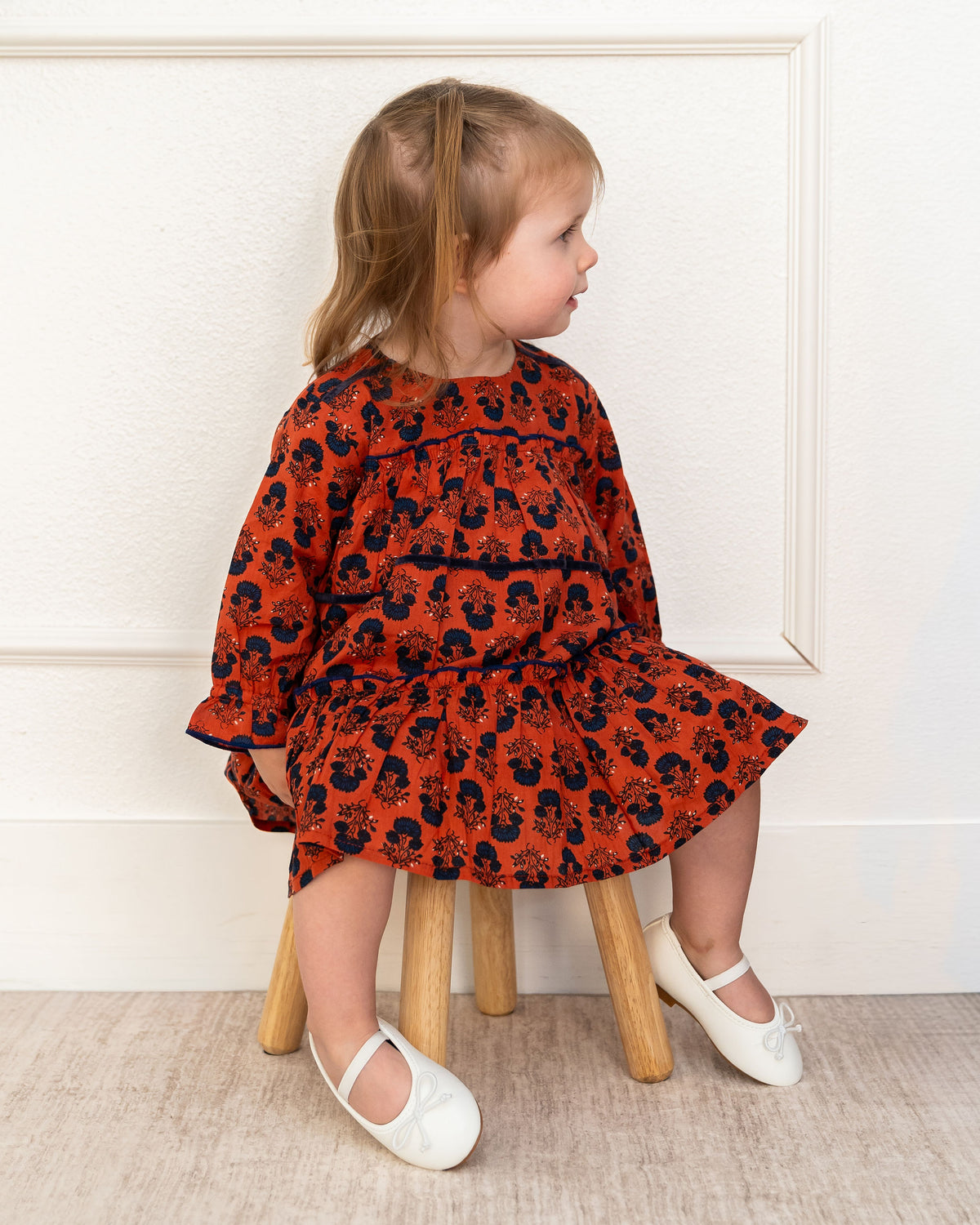 Viverano Isadora Tiered Jaipur Floral Baby Dress & Bloomer Set (Organic Cotton) - Front