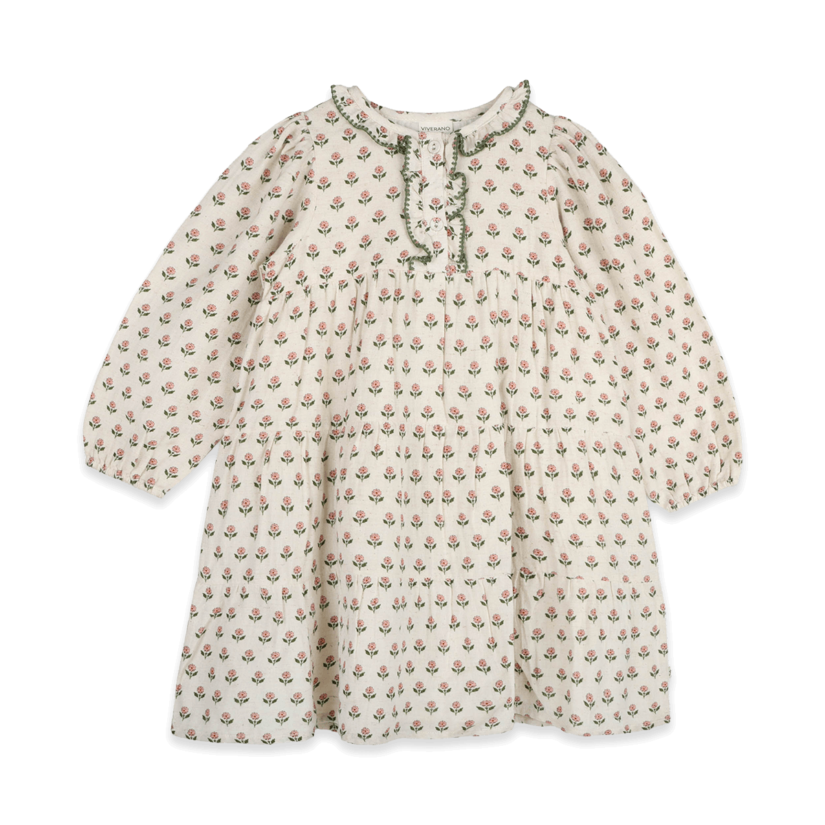 Bella Block Printed Floral Girl Dress (Organic Cotton)