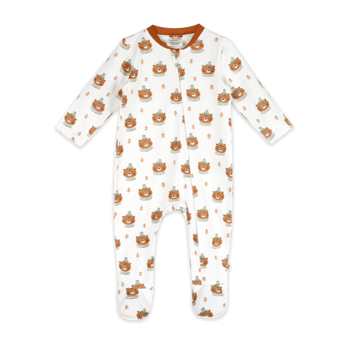 Bears Baby Zip Footie (Organic Jersey) - Front
