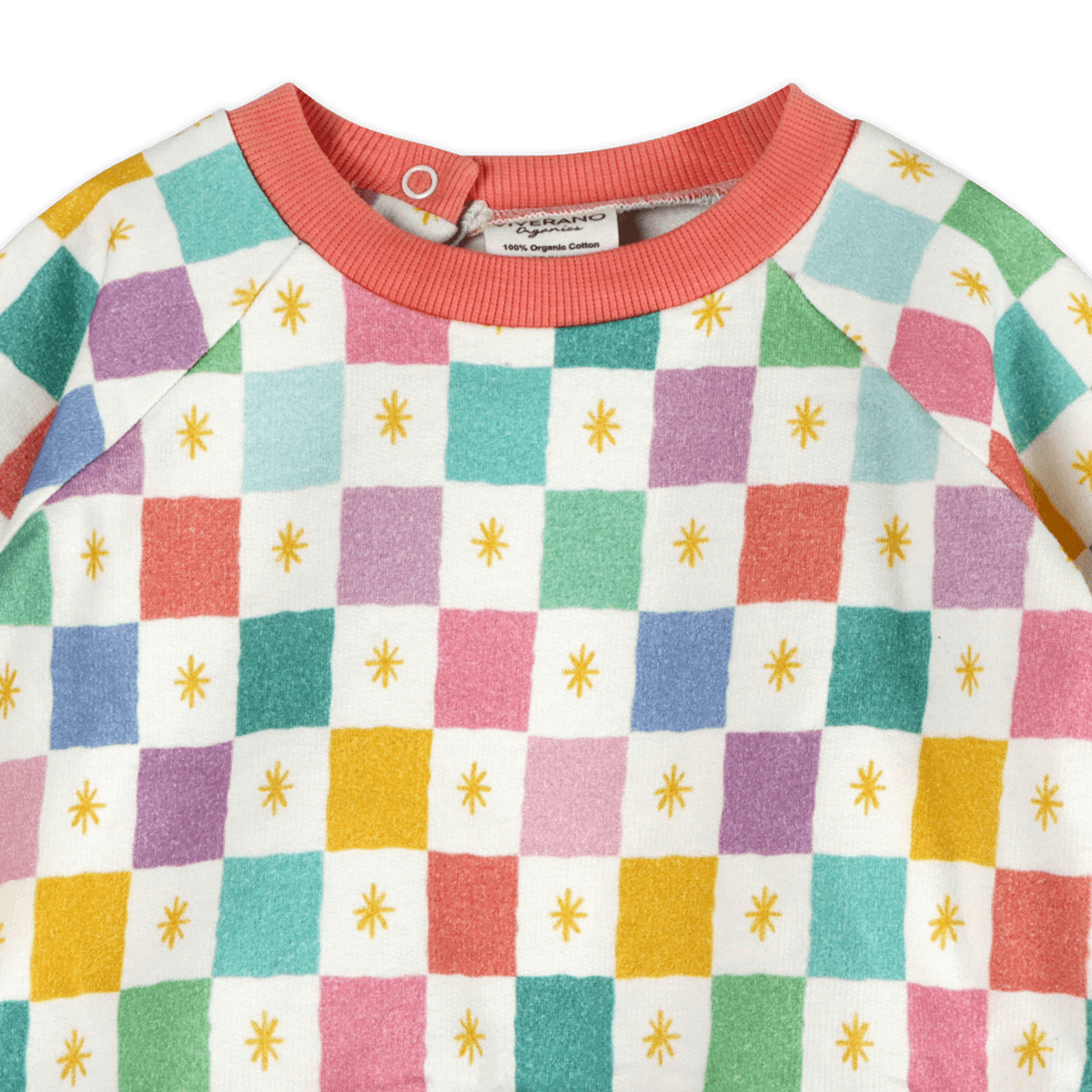 Colorful Checks Baby Sweatshirt & Jogger (Organic Fleece) - Detail