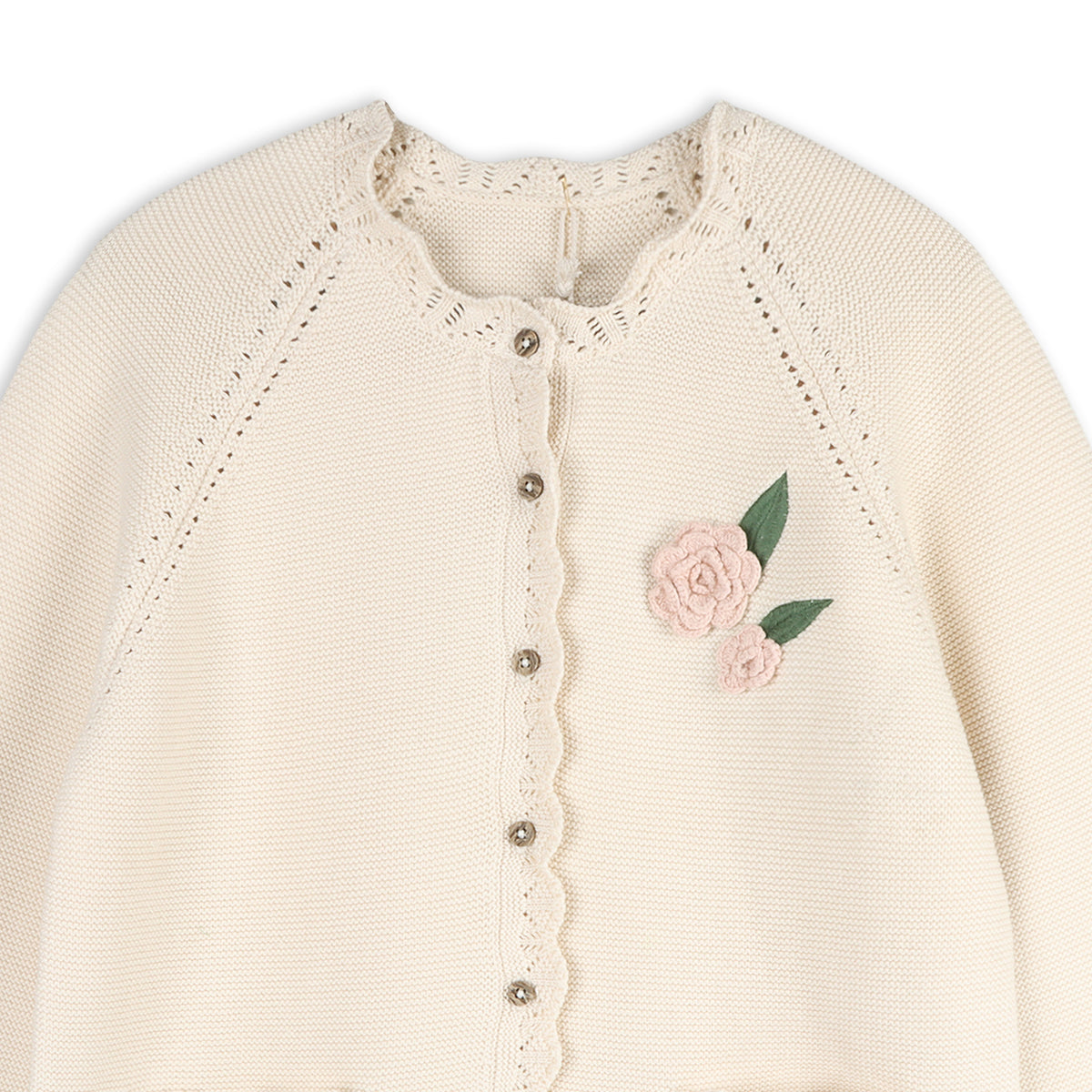 Ella Crochet Flower Organic Knit Women’s Cardigan by Viverano Organics