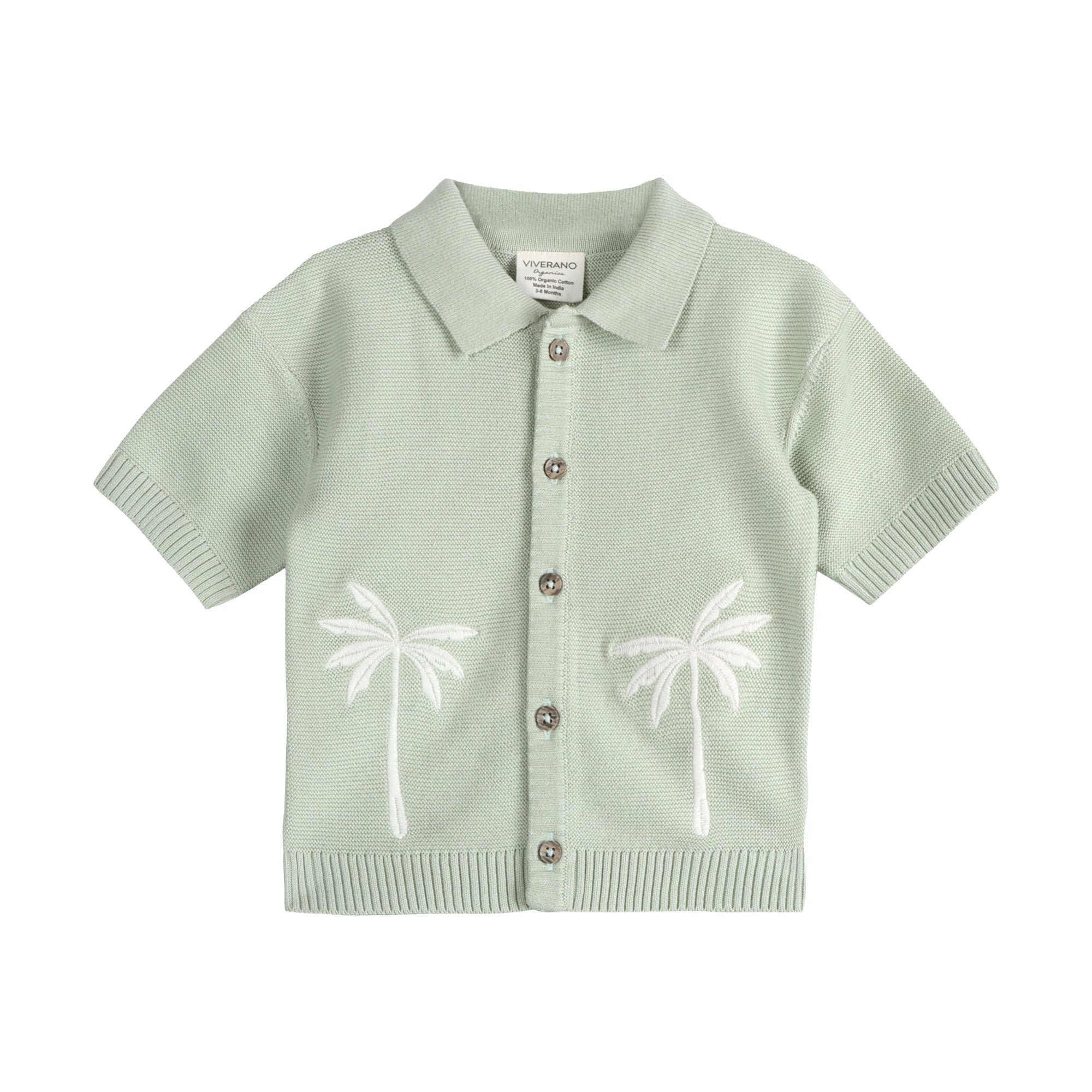 Palm Trees Embroidered Baby Shirt Front (Organic Cotton)