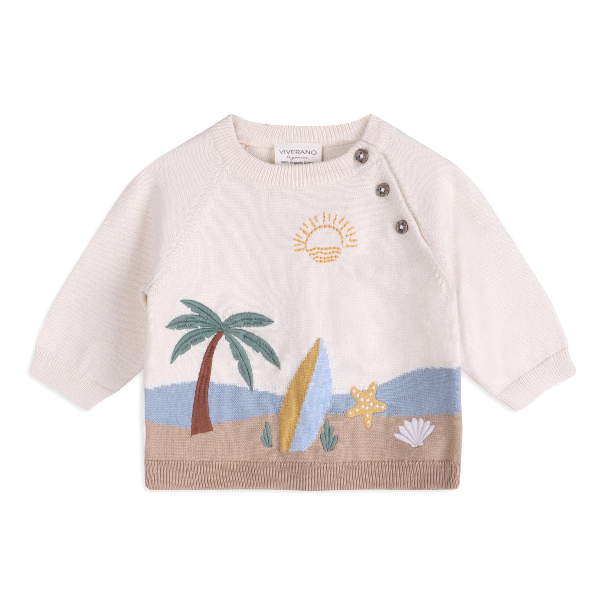 Surf Embroidered Baby Knit Pullover (Organic Cotton)