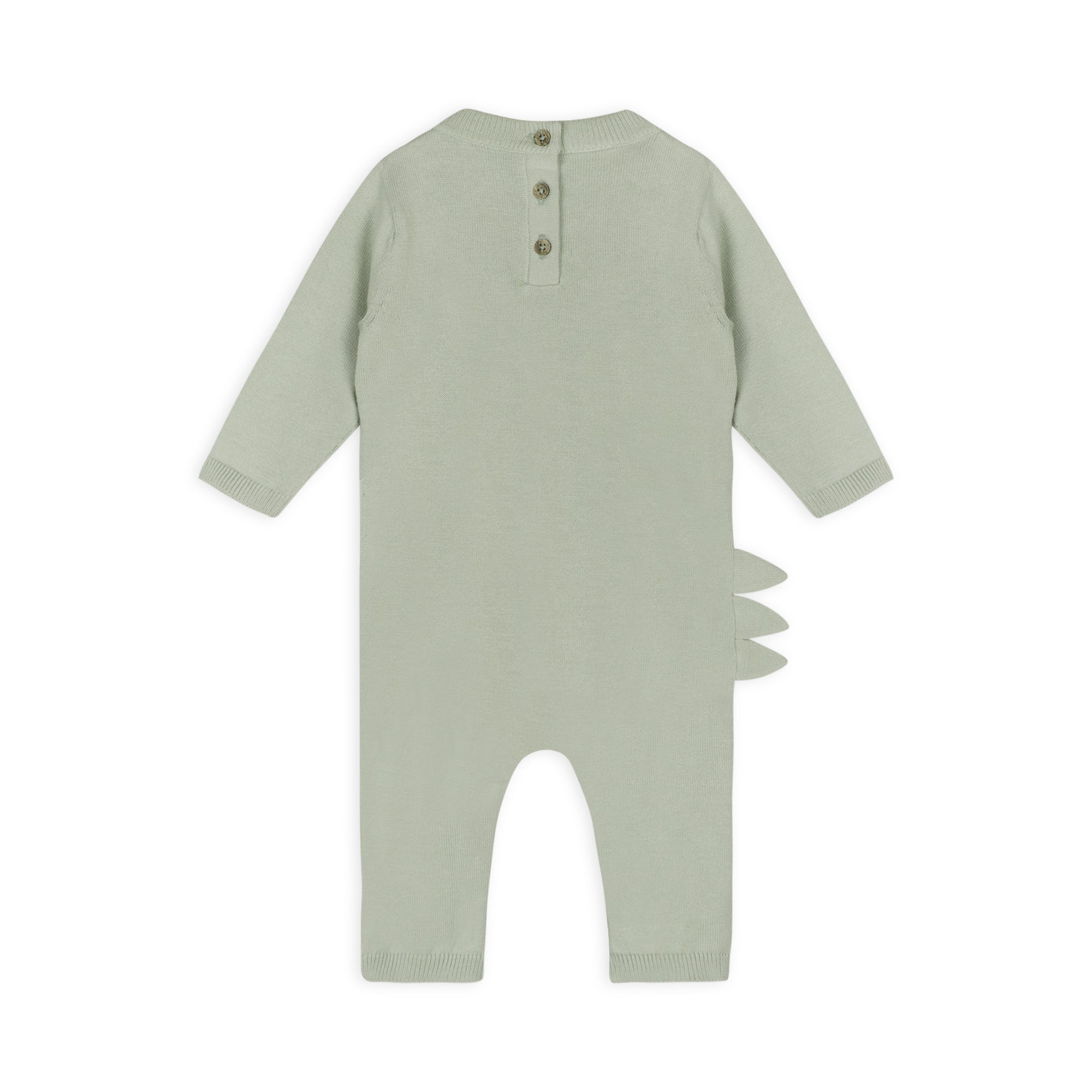 Dino Embroidered Baby Knit Jumpsuit Back (Organic Cotton)