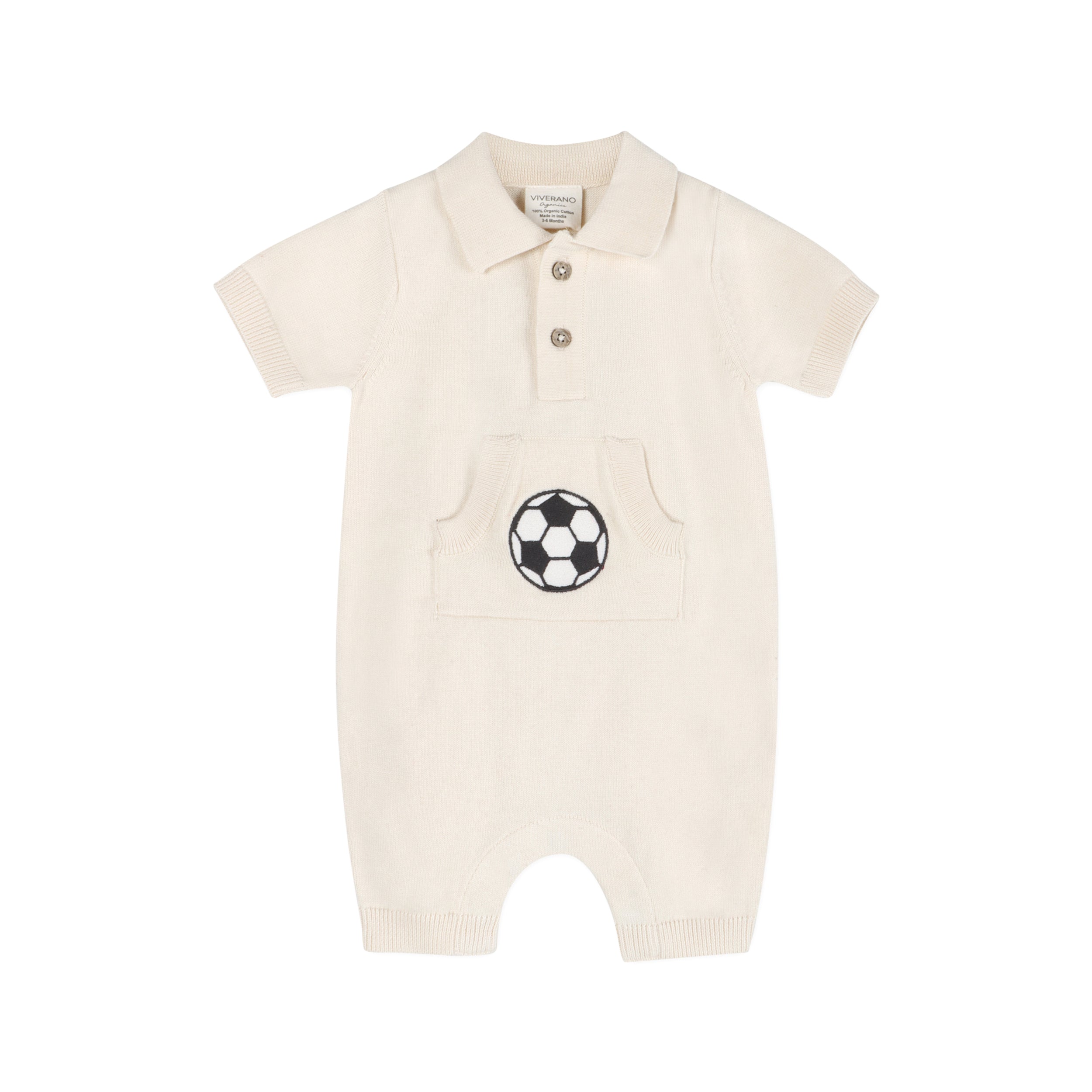Soccer Applique Baby Knit Romper (Organic Cotton)