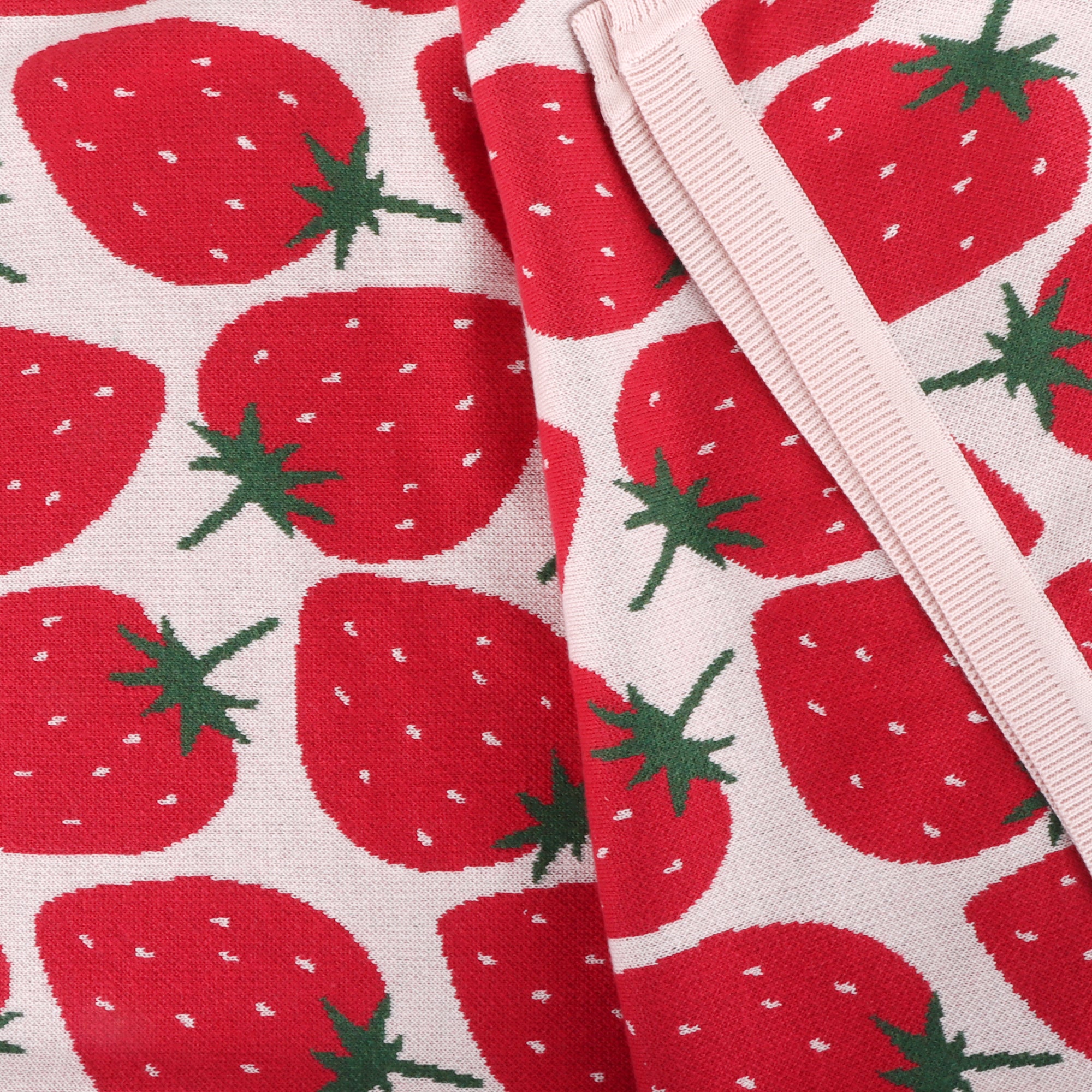 Strawberry Fields - Organic Cotton Jacquard Knit Baby Blanket Detail