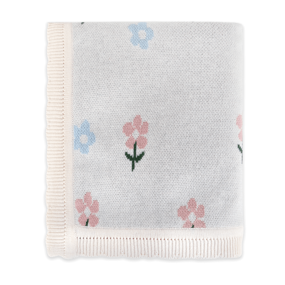 Sweet Floral - Jacquard Sweater Knit Baby Blanket (Organic Cotton)