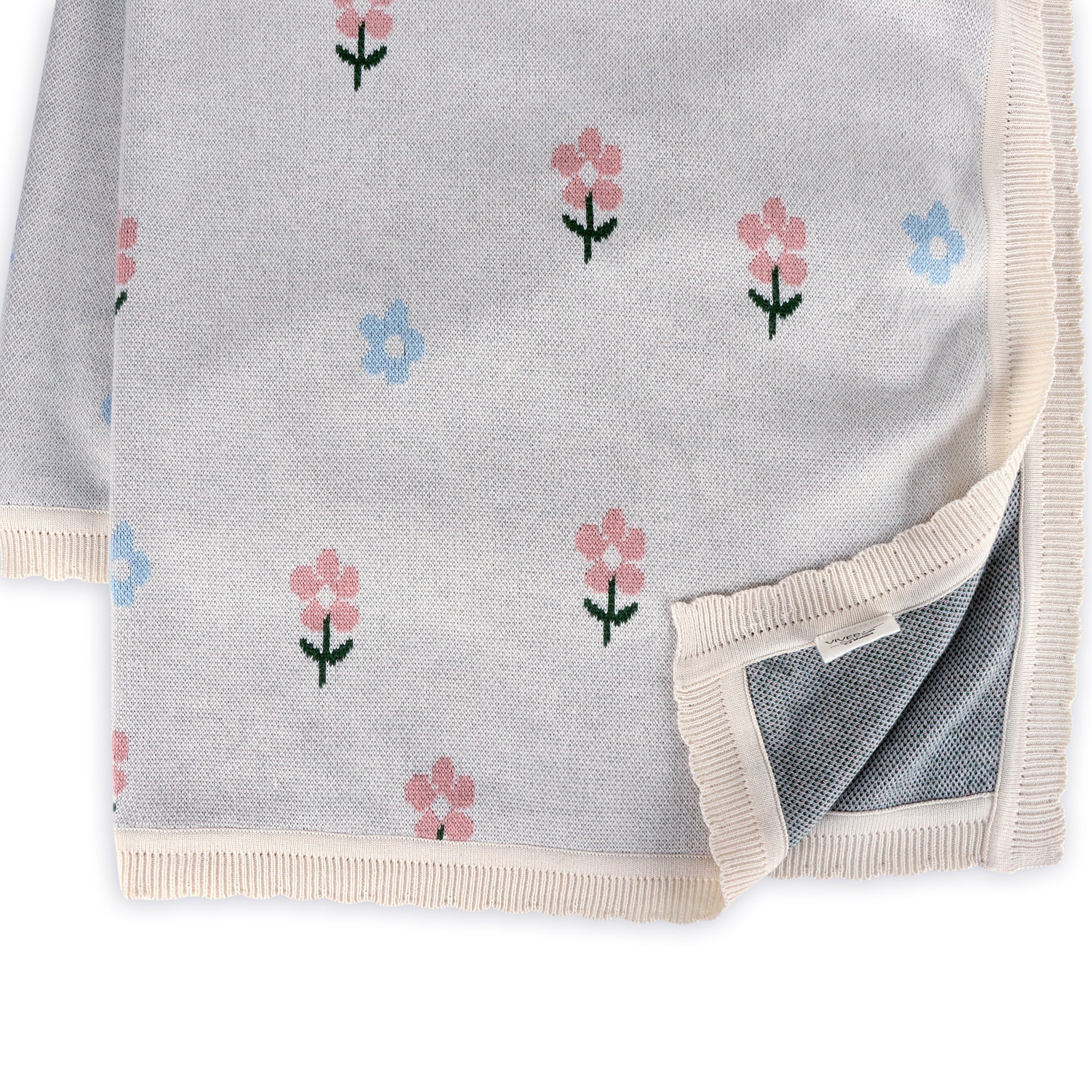 Sweet Floral - Organic Cotton Jacquard Knit Baby Blanket Texture