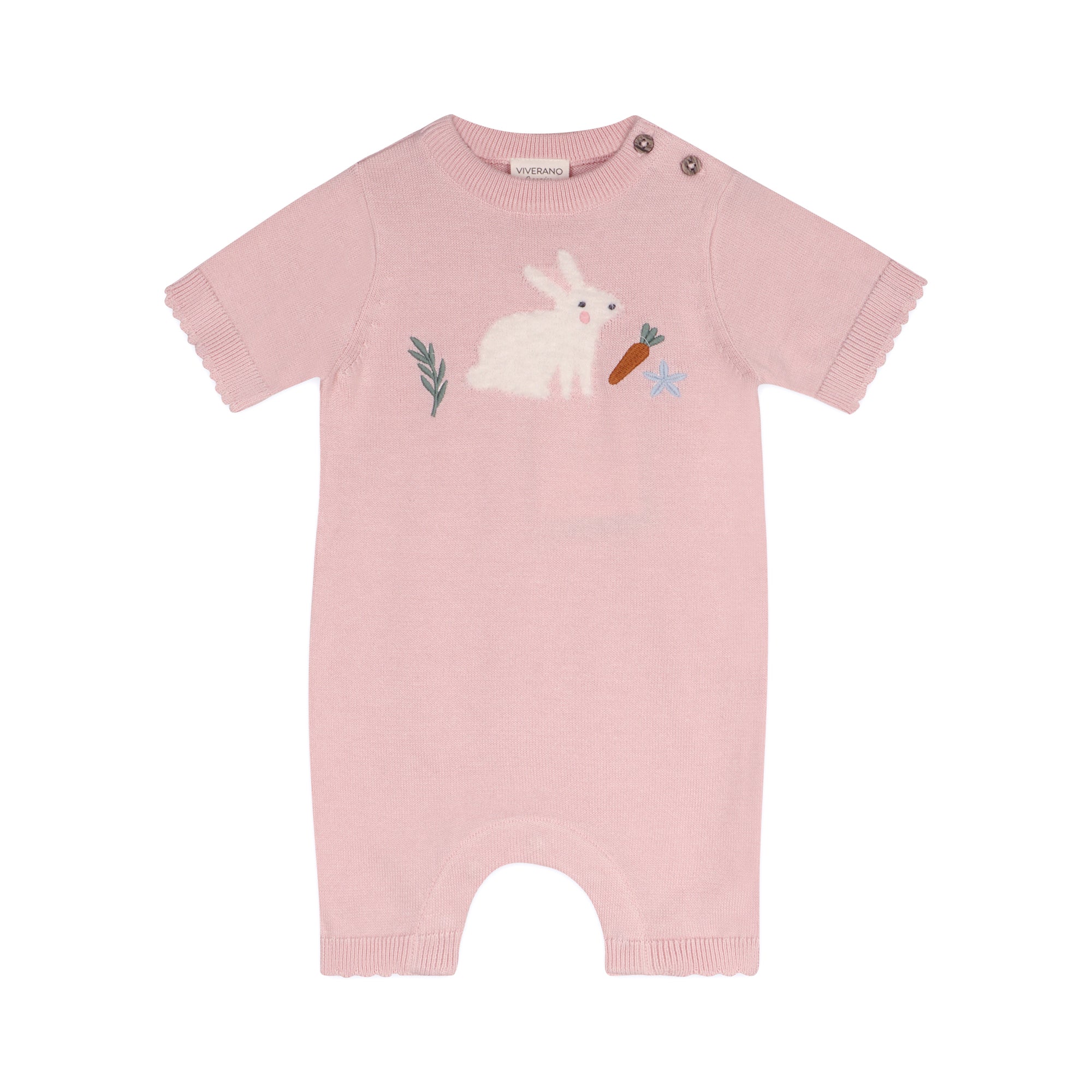Furry Bunny Embroidered Baby Knit Romper (Organic Cotton)