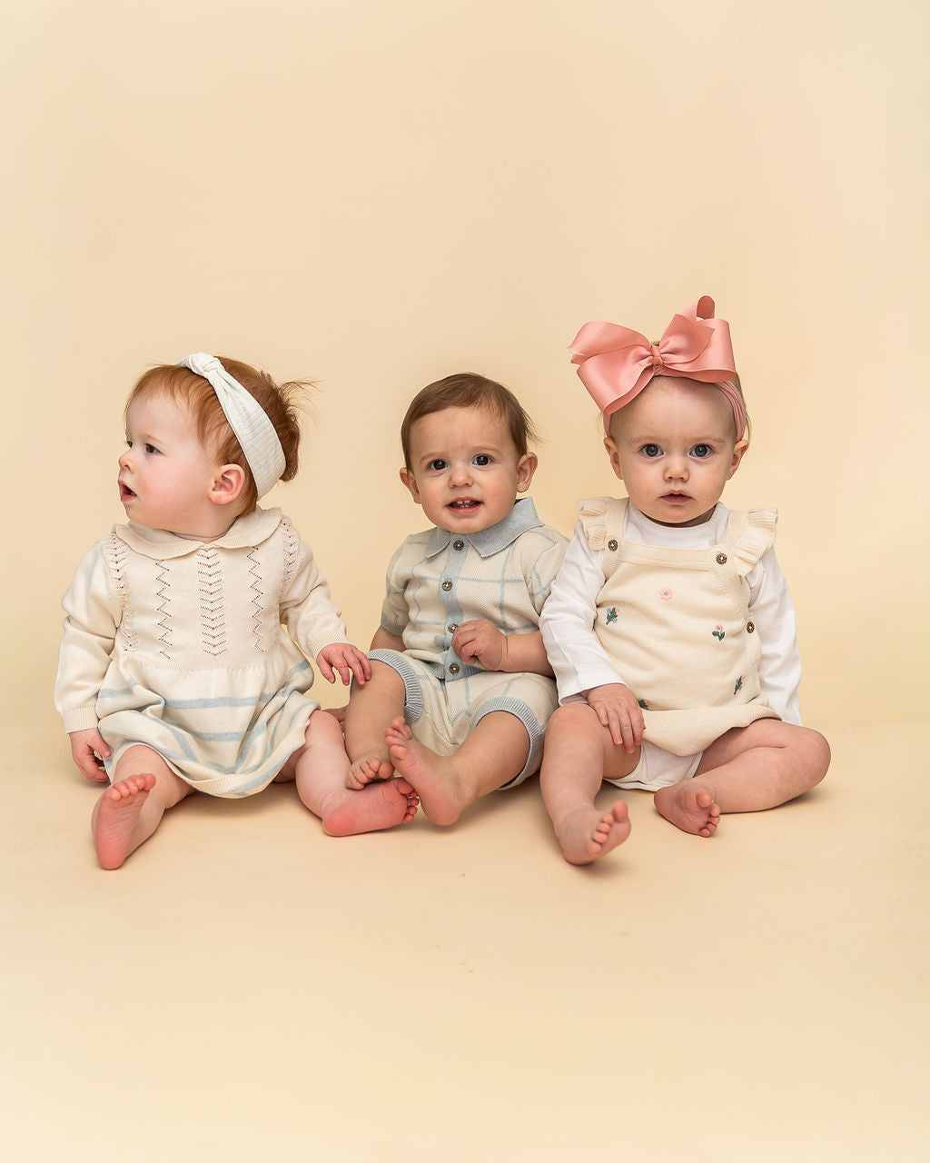 Floral Embroidered Baby Knit Tunic Dress Set (Organic Cotton) - Model