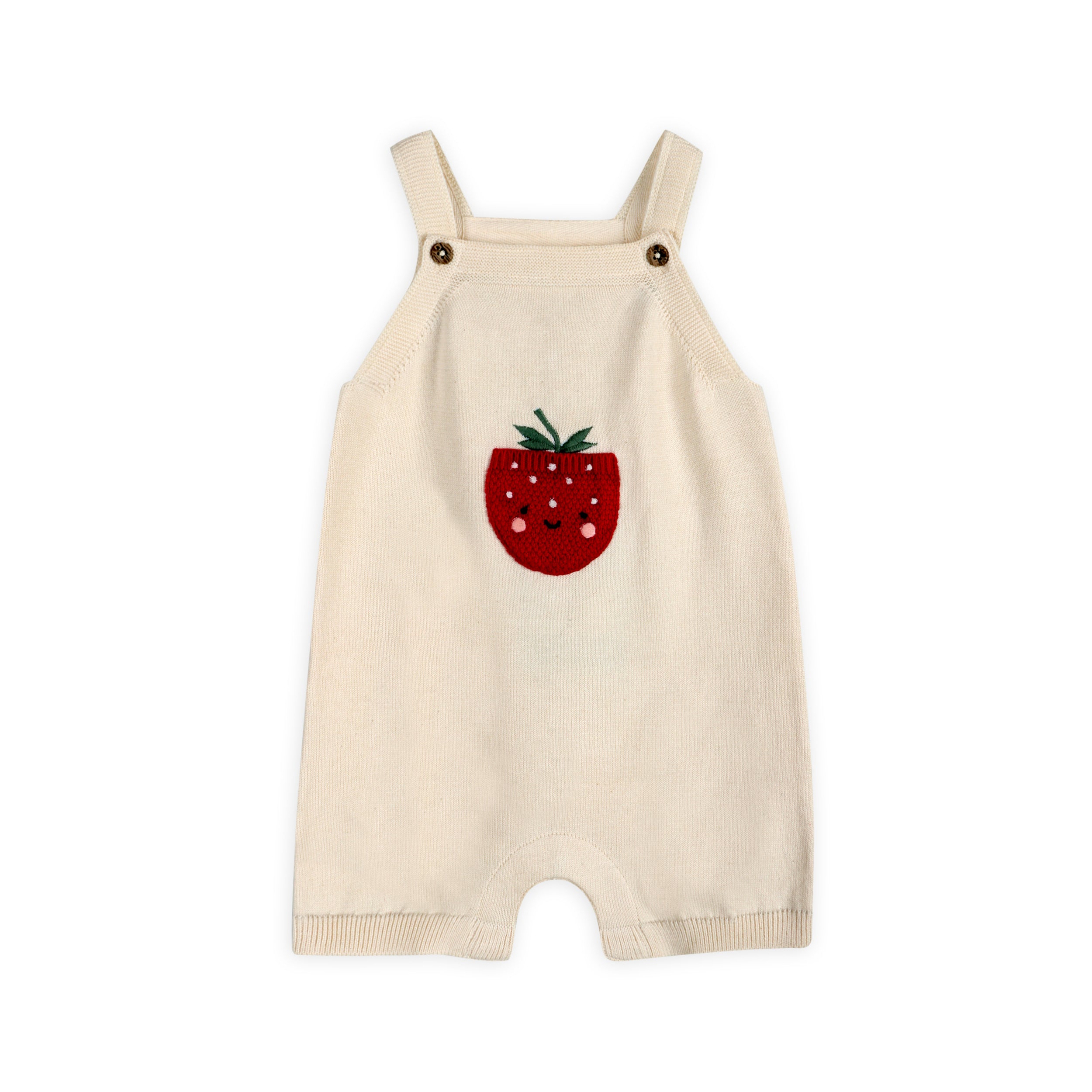 Strawberry Pocket Baby Knit Shortall (Organic Cotton)