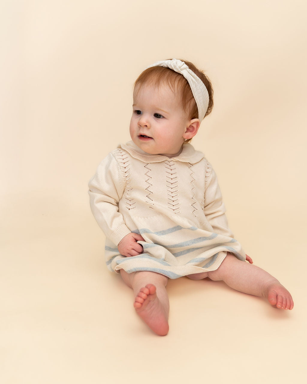 Isla Sailor Stripe Baby Sweater Knit Dress (Organic Cotton) - Model