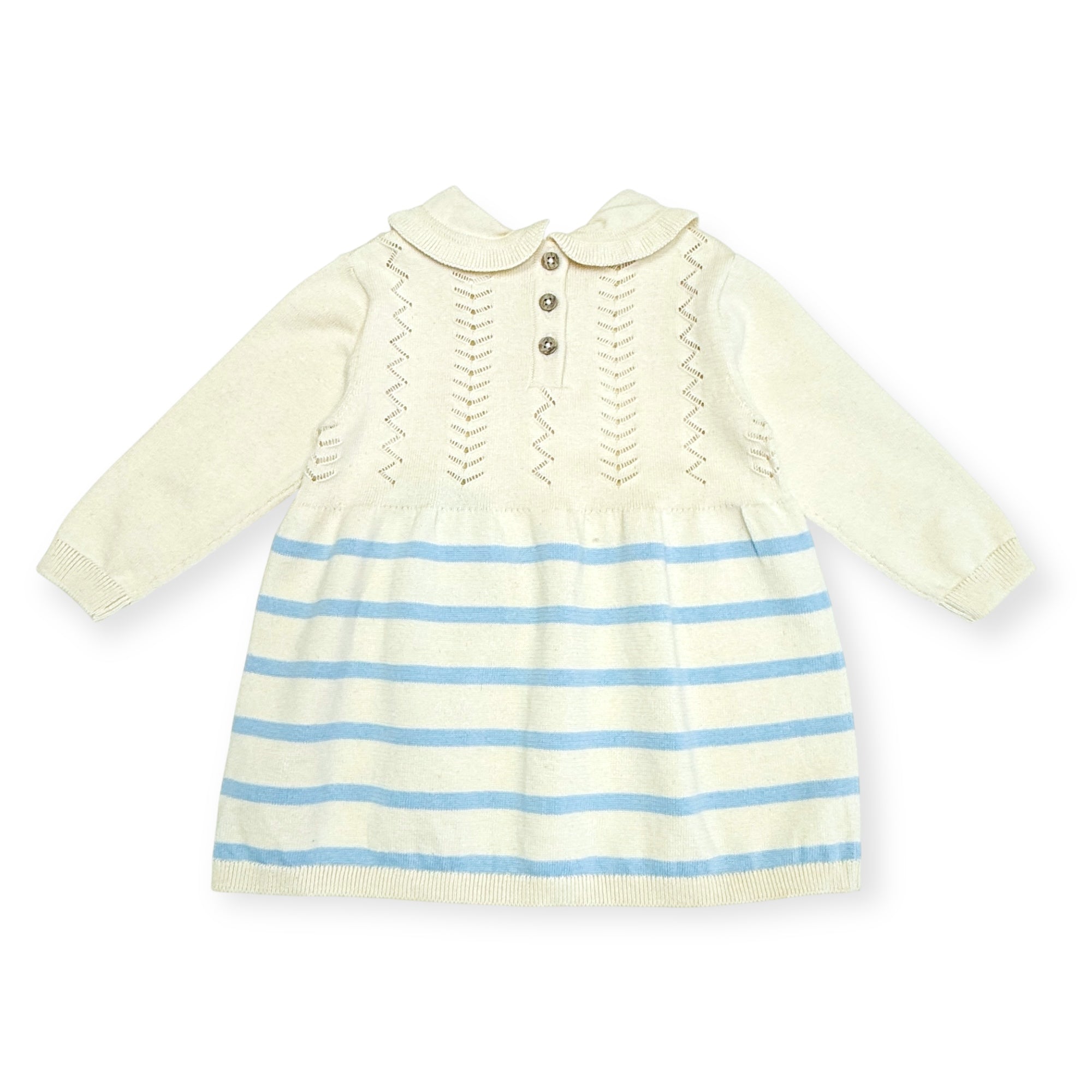 Isla Sailor Stripe Baby Sweater Knit Dress Back (Organic Cotton)