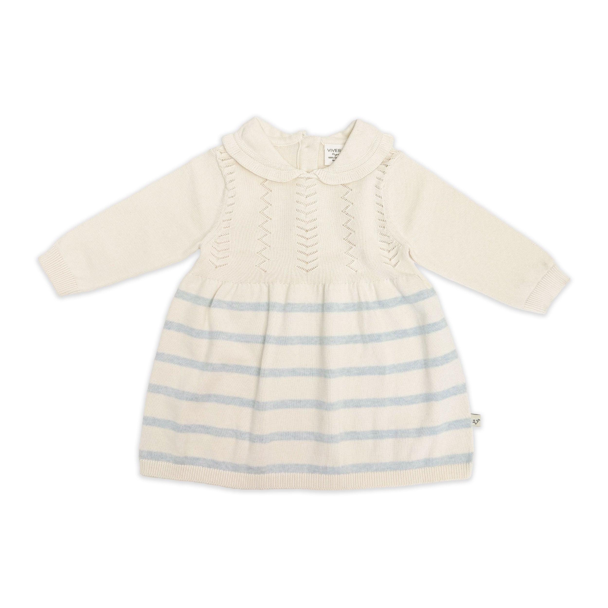Isla Sailor Stripe Baby Sweater Knit Dress (Organic Cotton) - Front