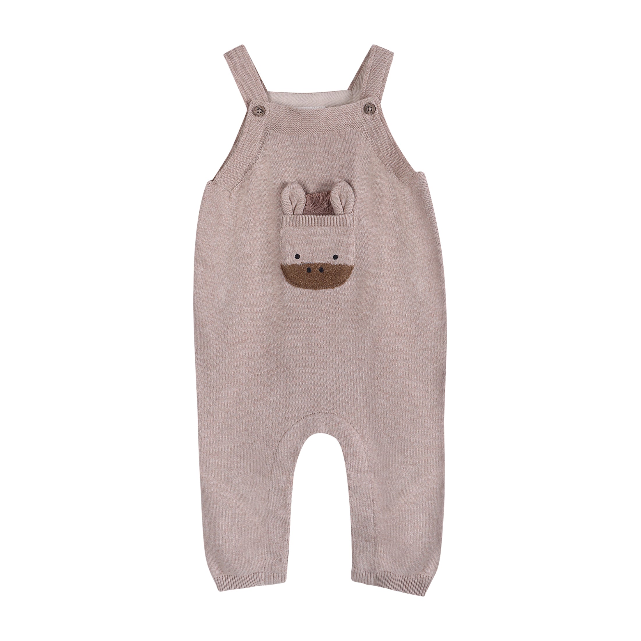 Horse Pocket Baby Knit Overall Front (Organic Cotton)