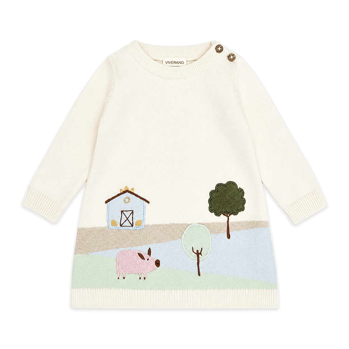 Farm House Baby Knit Tunic Dress Organic Cotton - Front