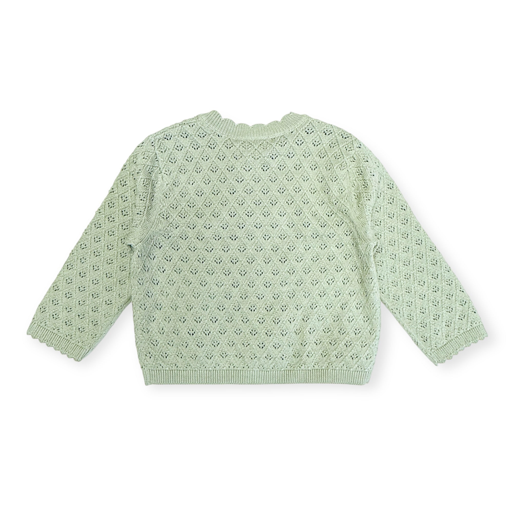 Mae Floral Pointelle Baby Sweater Knit Cardigan Back (Organic Cotton)