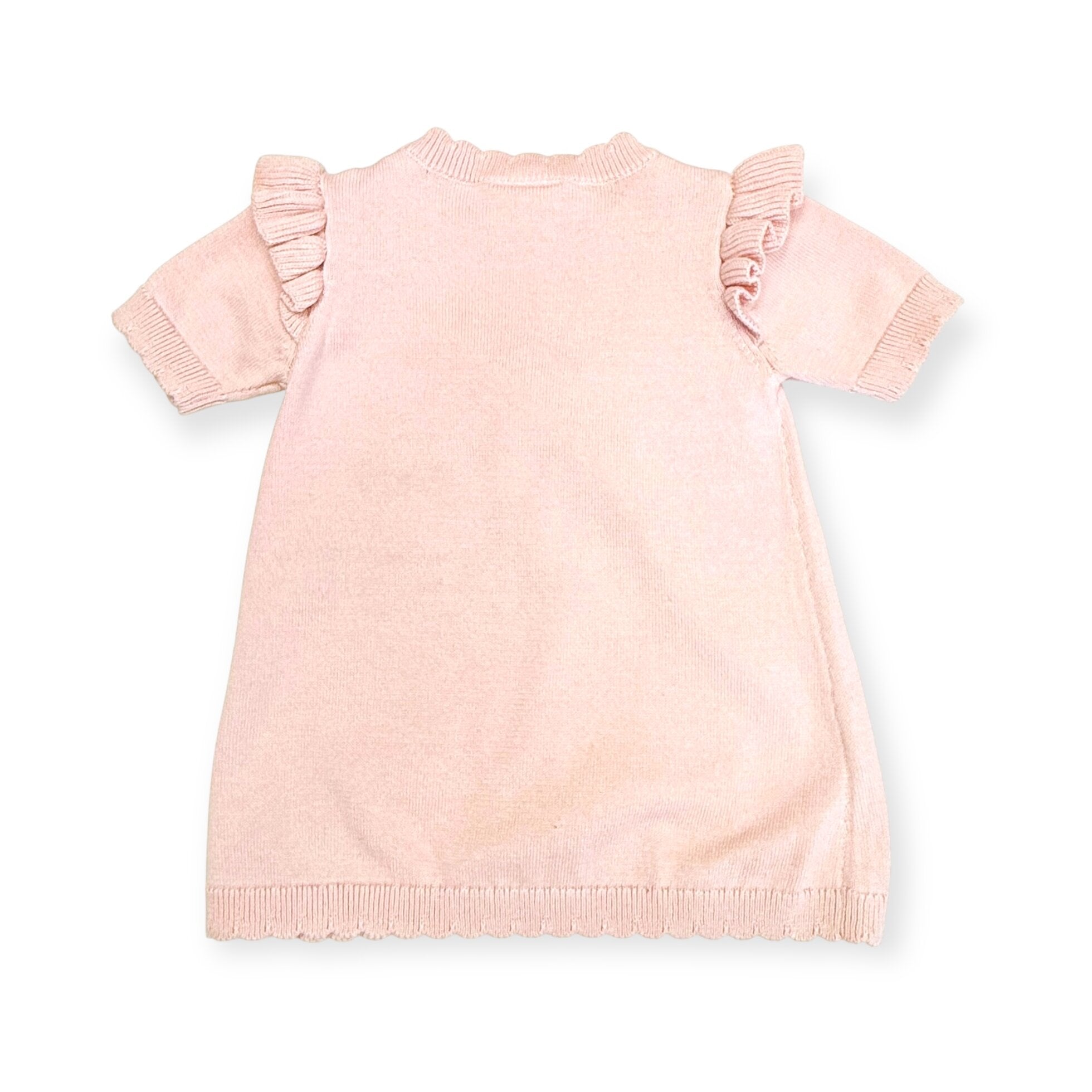 Floral Embroidered Short Sleeve Ruffle Dress Back (Organic Cotton)