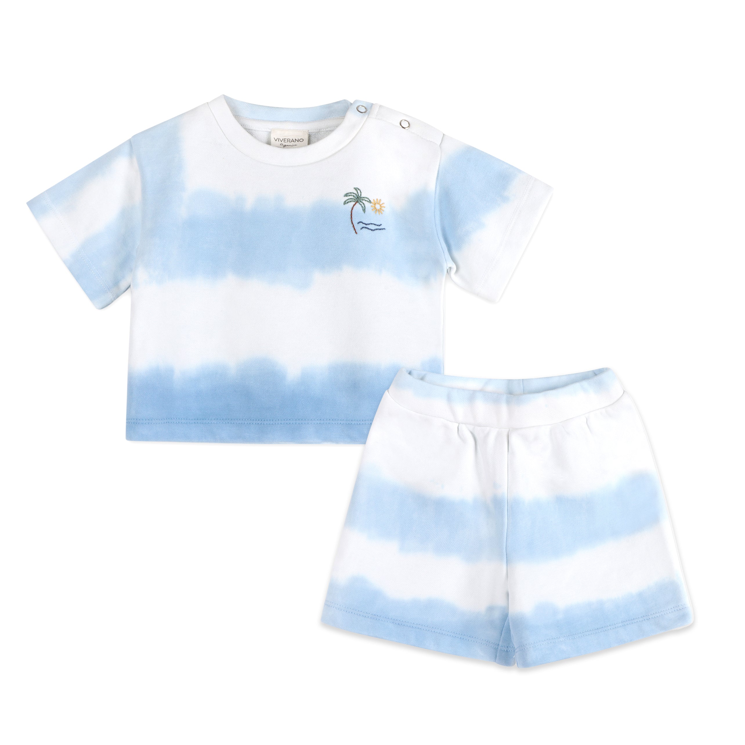 Blue Breeze Tie Dye Cozy Baby Tee + Shorts Set (Organic Jersey)