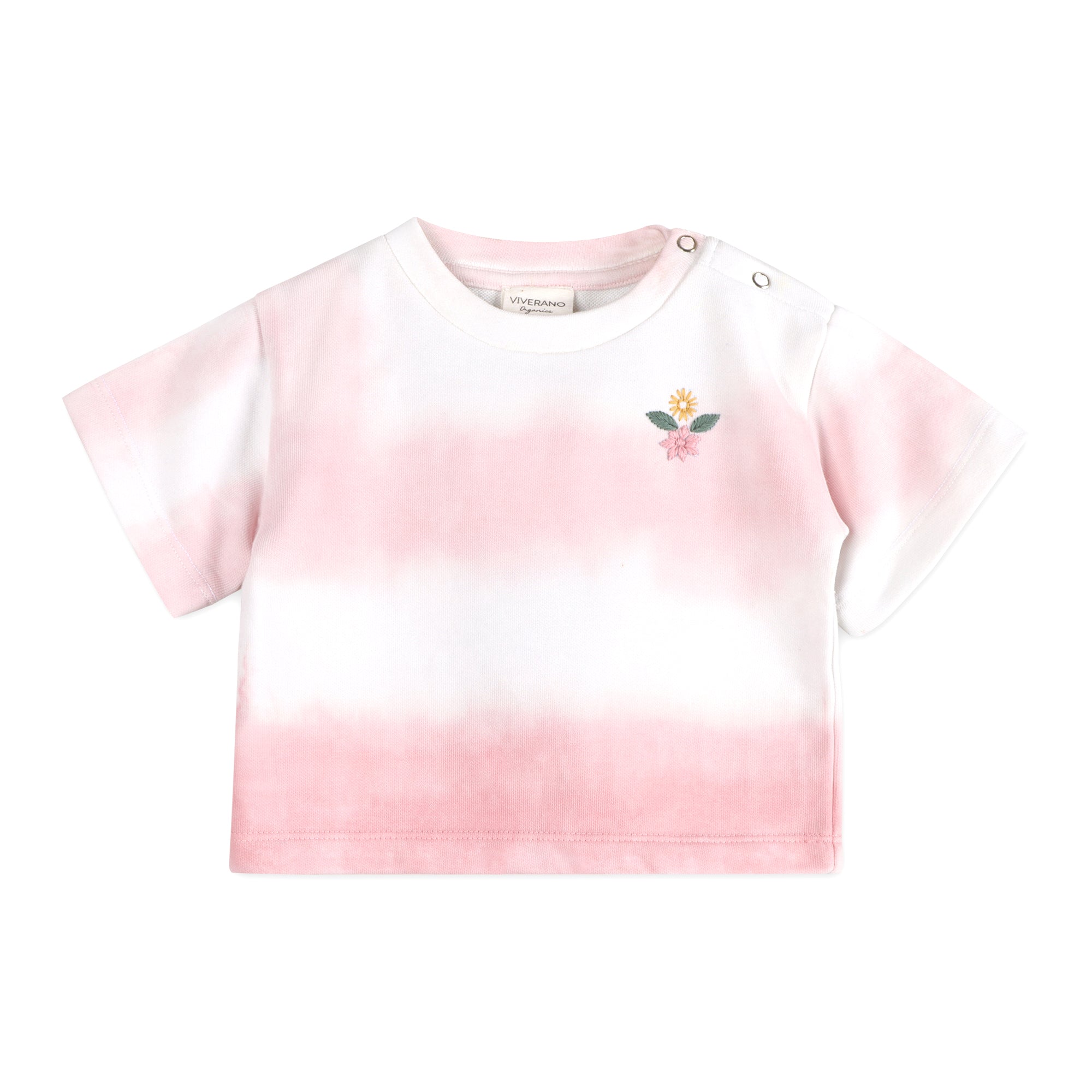 Blush Bloom Tie Dye Cozy Baby Tee Front (Organic Jersey)