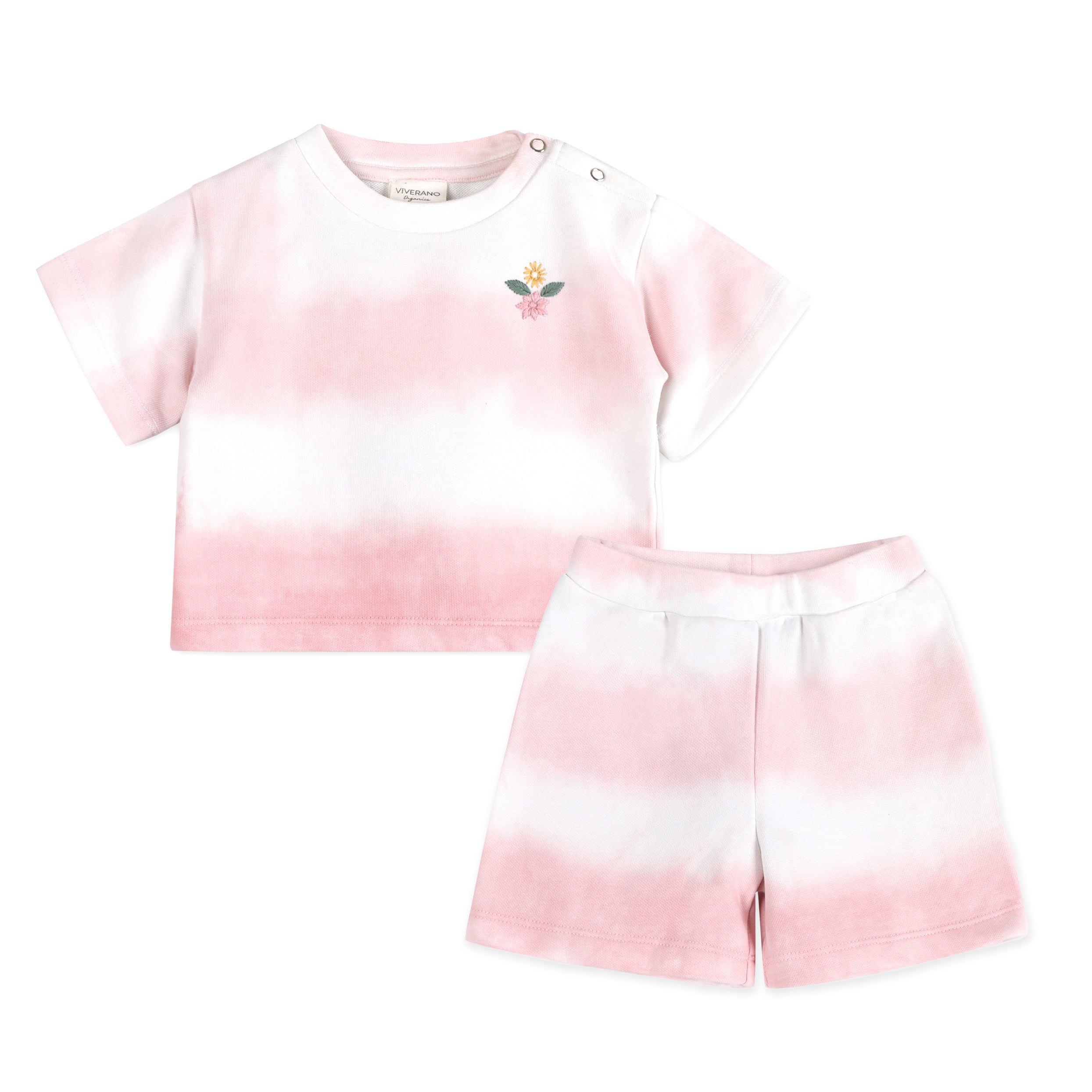Blush Bloom Tie Dye Cozy Baby Tee + Shorts Set (Organic Jersey)