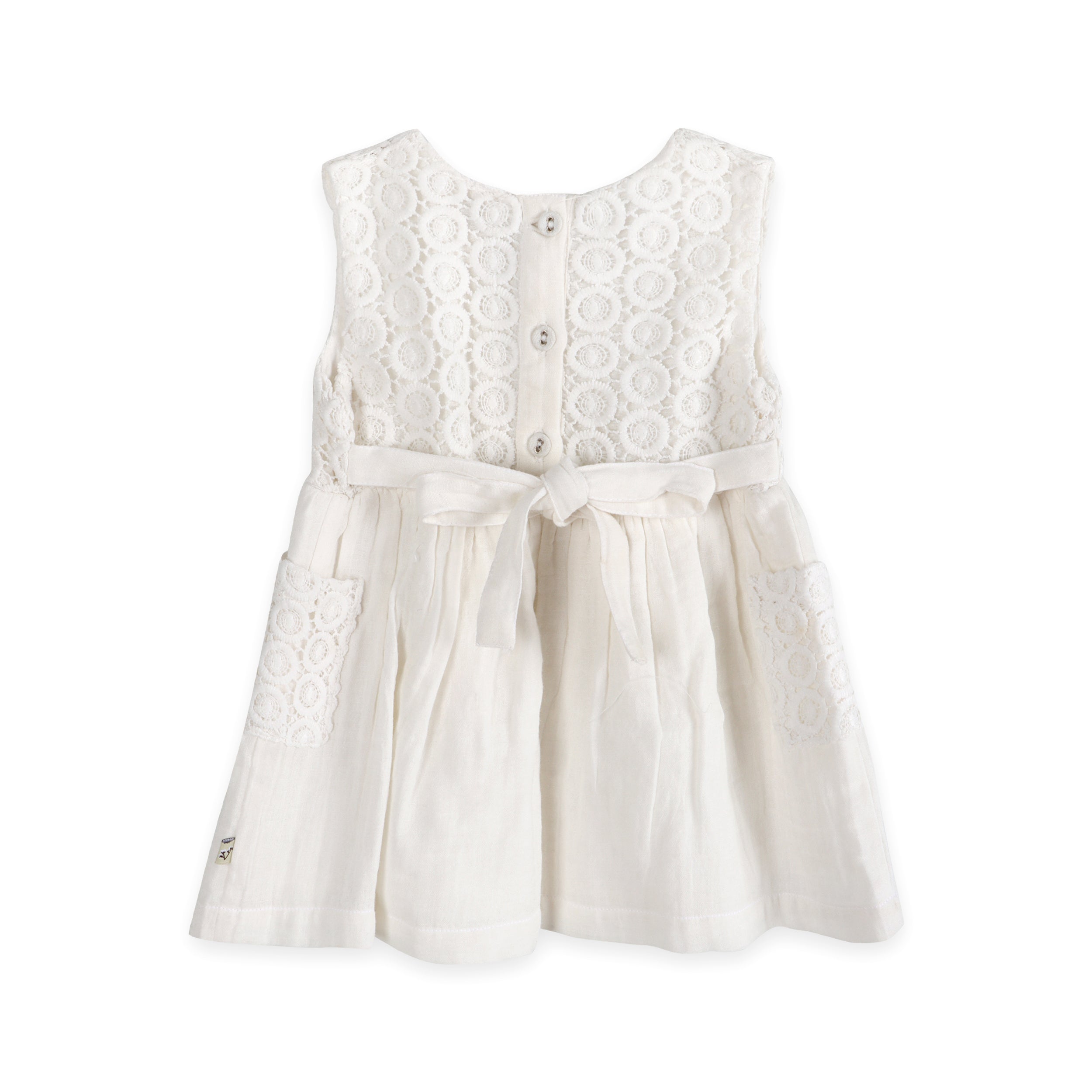 Taylor Crochet Lace Baby Dress Back (Organic)
