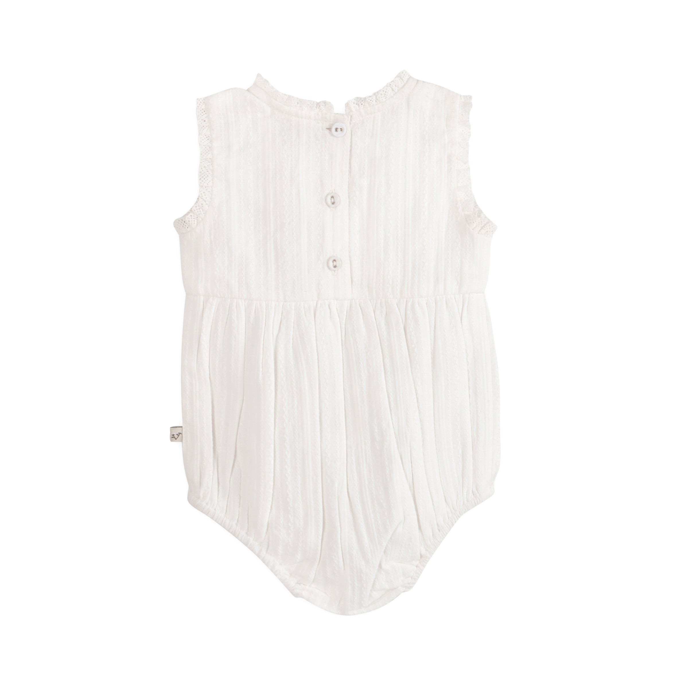 Darie Striped Dobby White Baby Romper Back (Organic)
