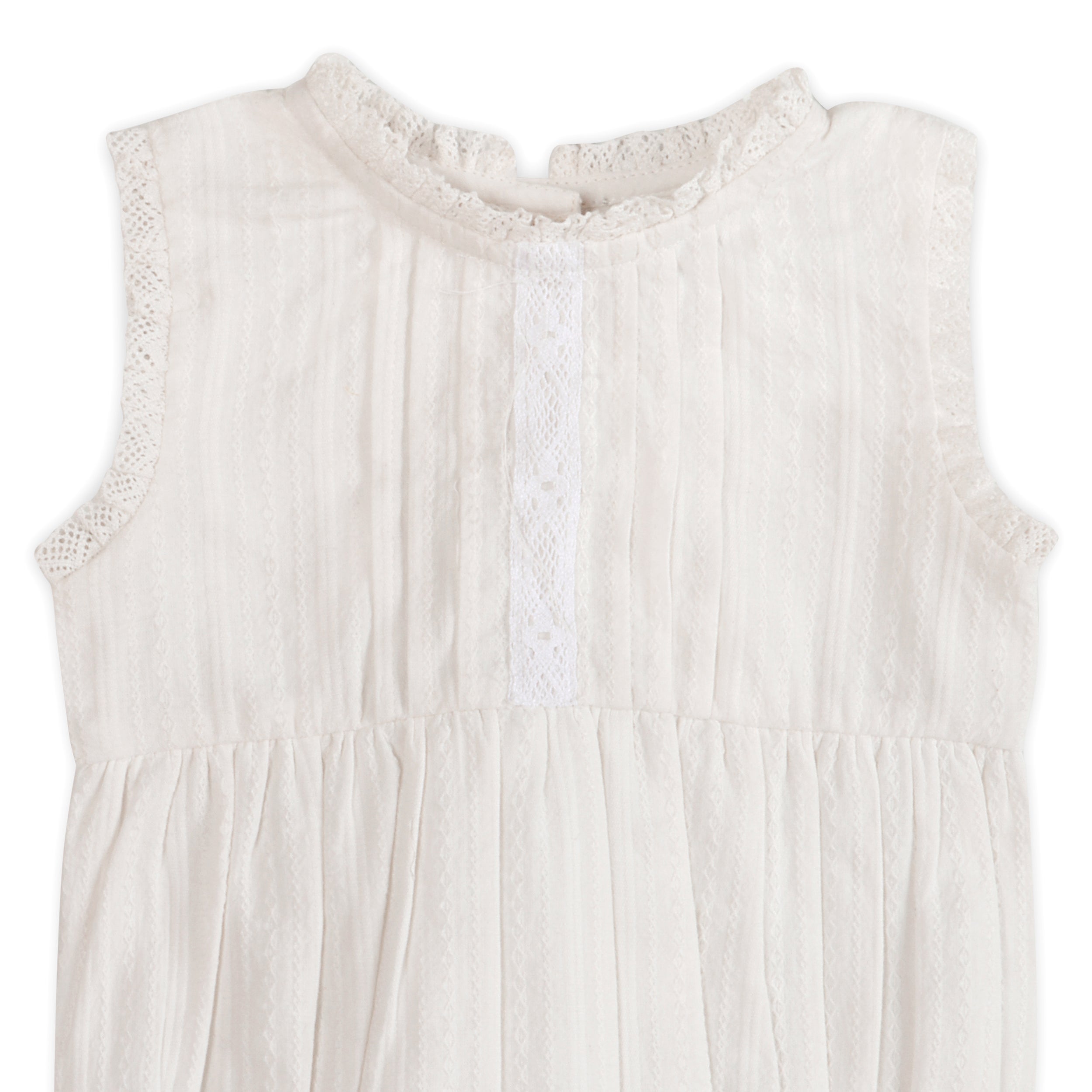 Darie Striped Dobby White Baby Romper Detail (Organic)