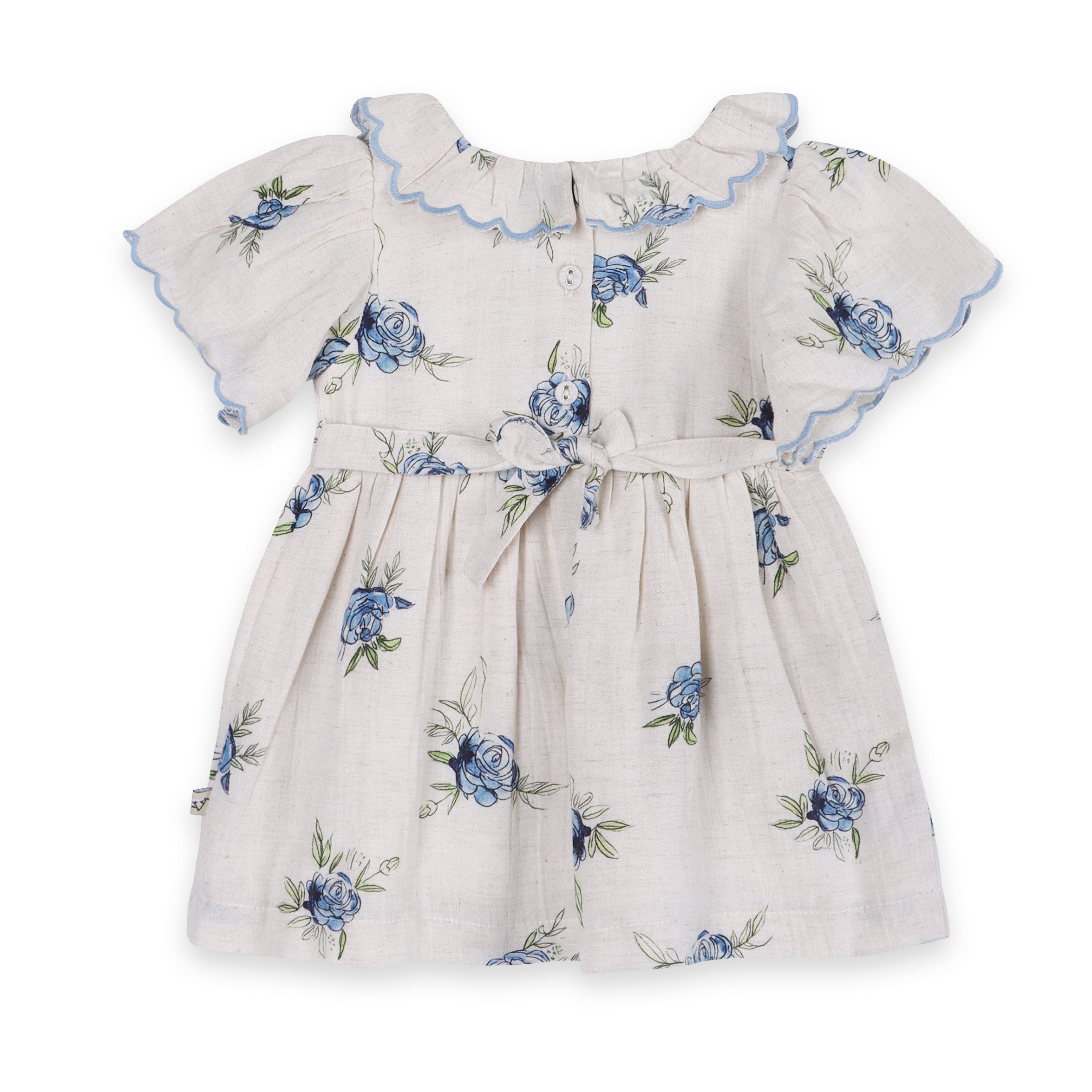 Katarina Floral Baby Dress Back (Linen Blend)