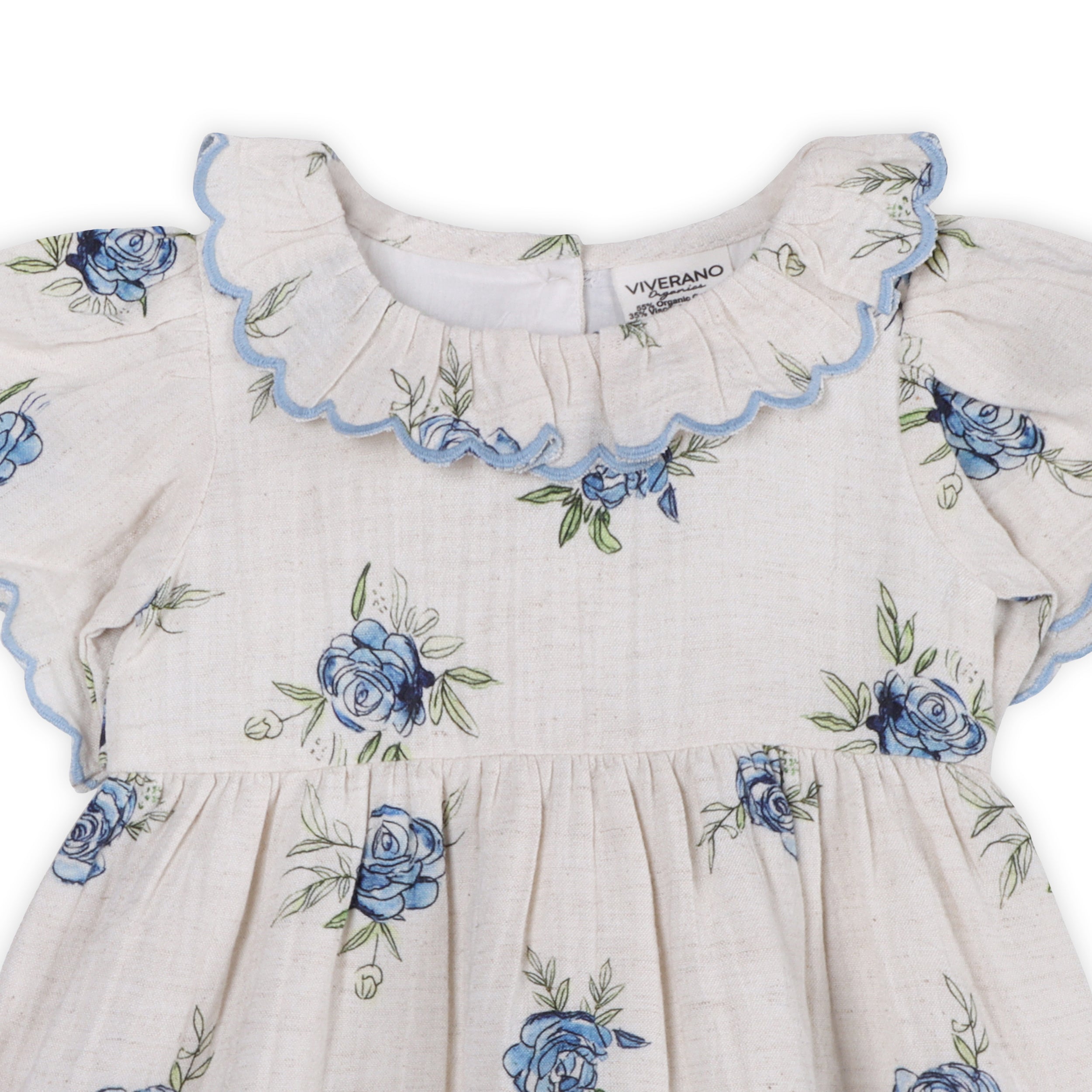Katarina Floral Baby Dress Detail (Linen Blend)