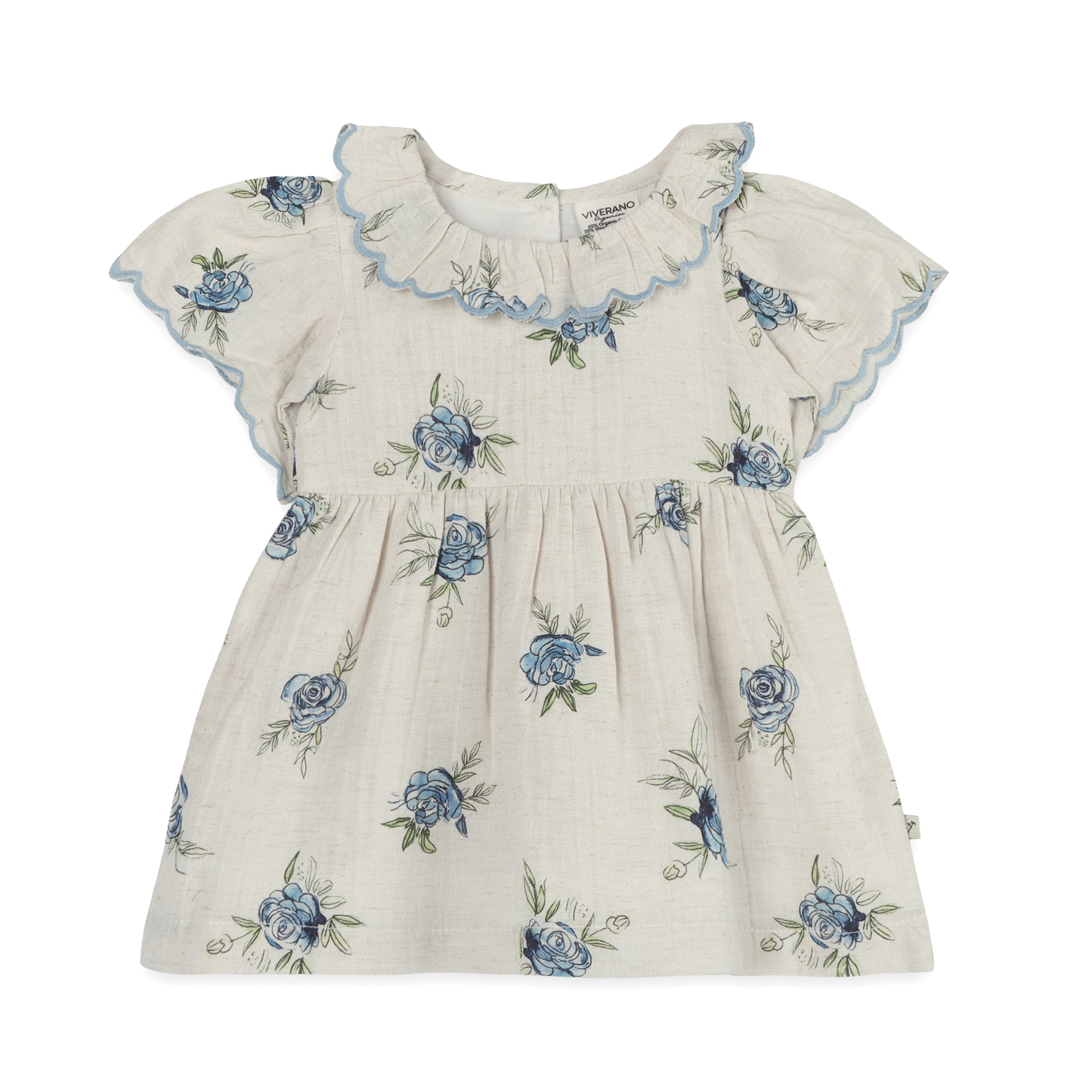 Katarina Floral Baby Dress Front (Linen Blend)