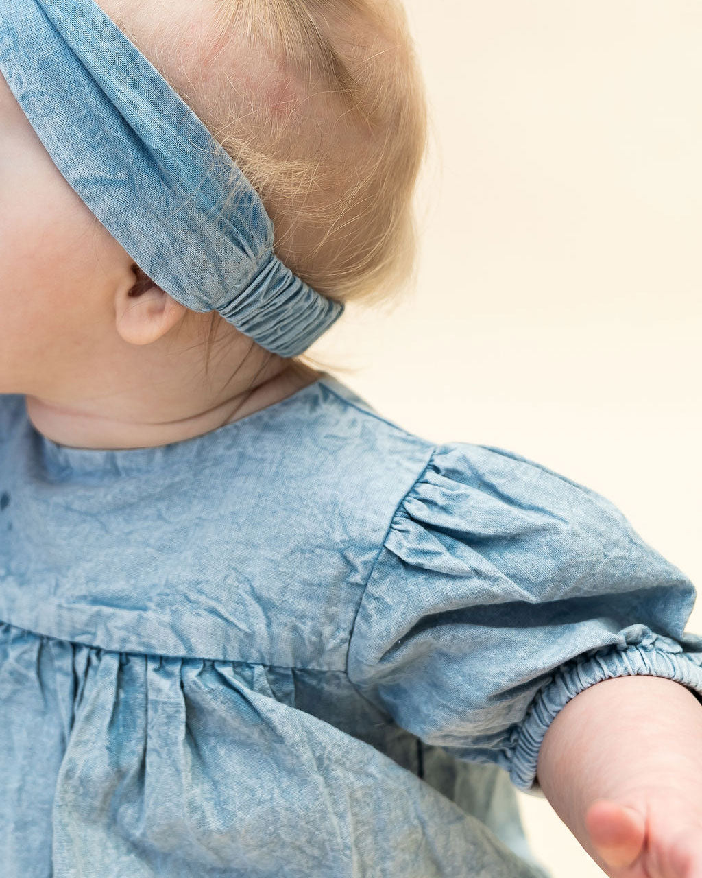 Aspen Soft Denim Washed Baby Romper (Organic) Model Detail