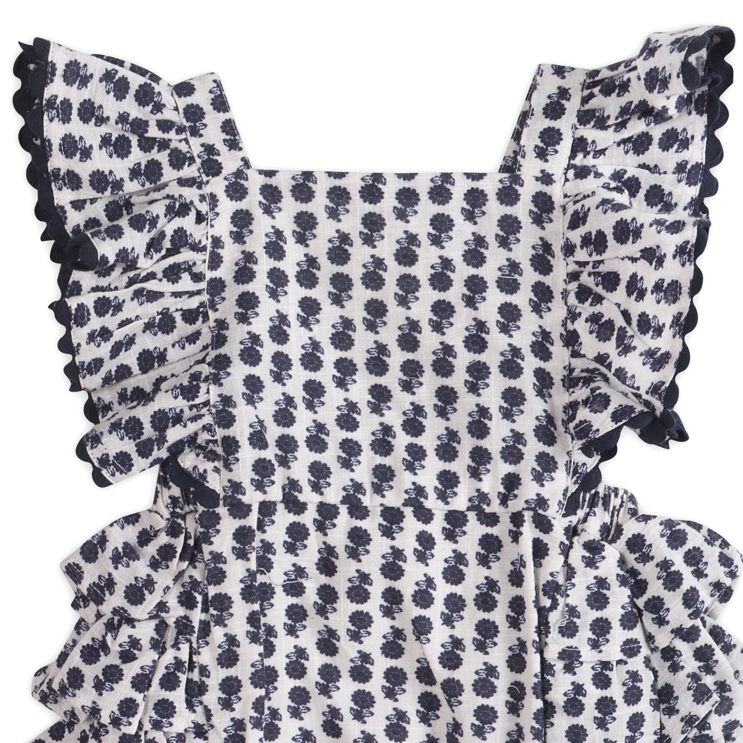 Everly Blue Floral Baby Romper Detail (Organic)