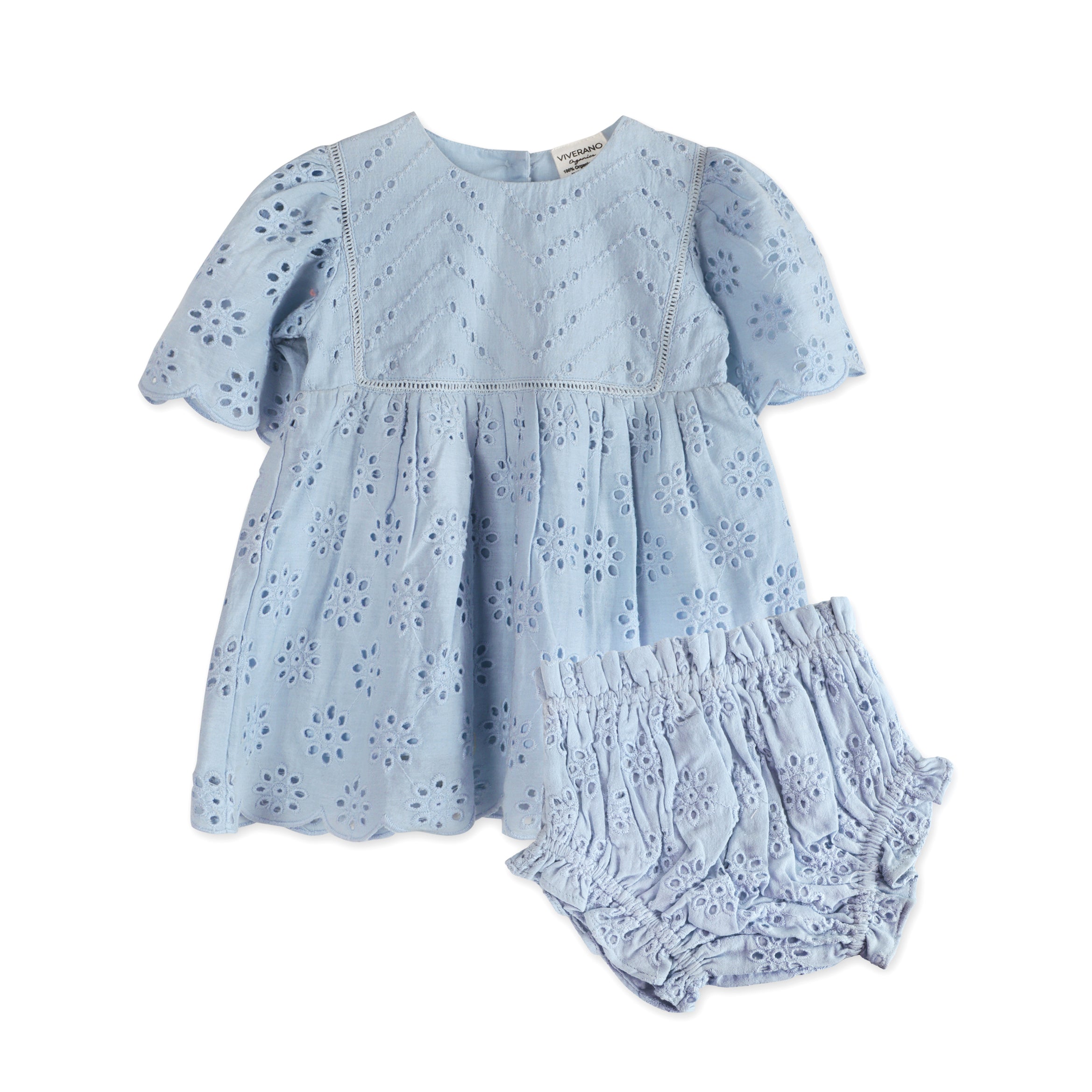 Milos Schiffli Baby Dress + Bloomer (Organic)