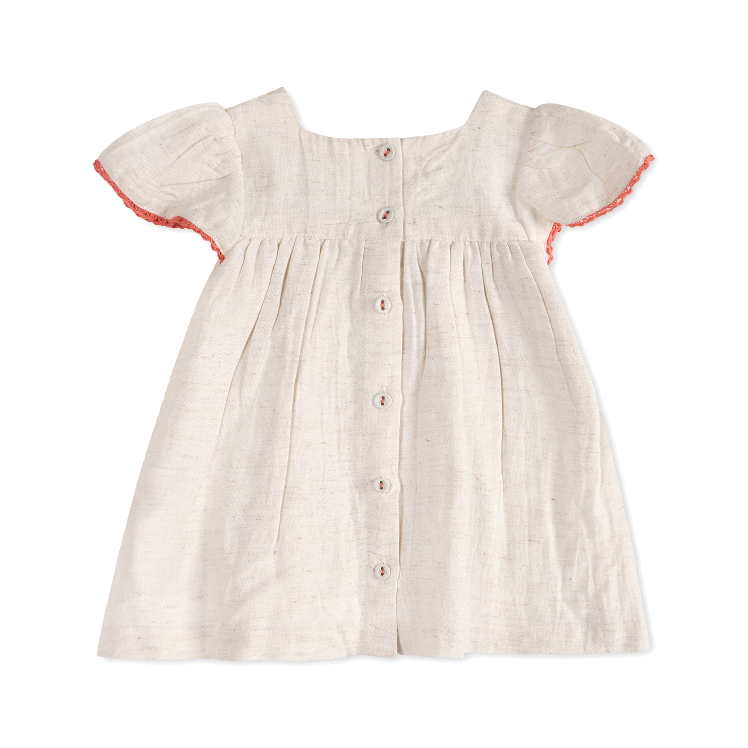 Gabi Embroidered Baby Dress Back (Linen Blend)
