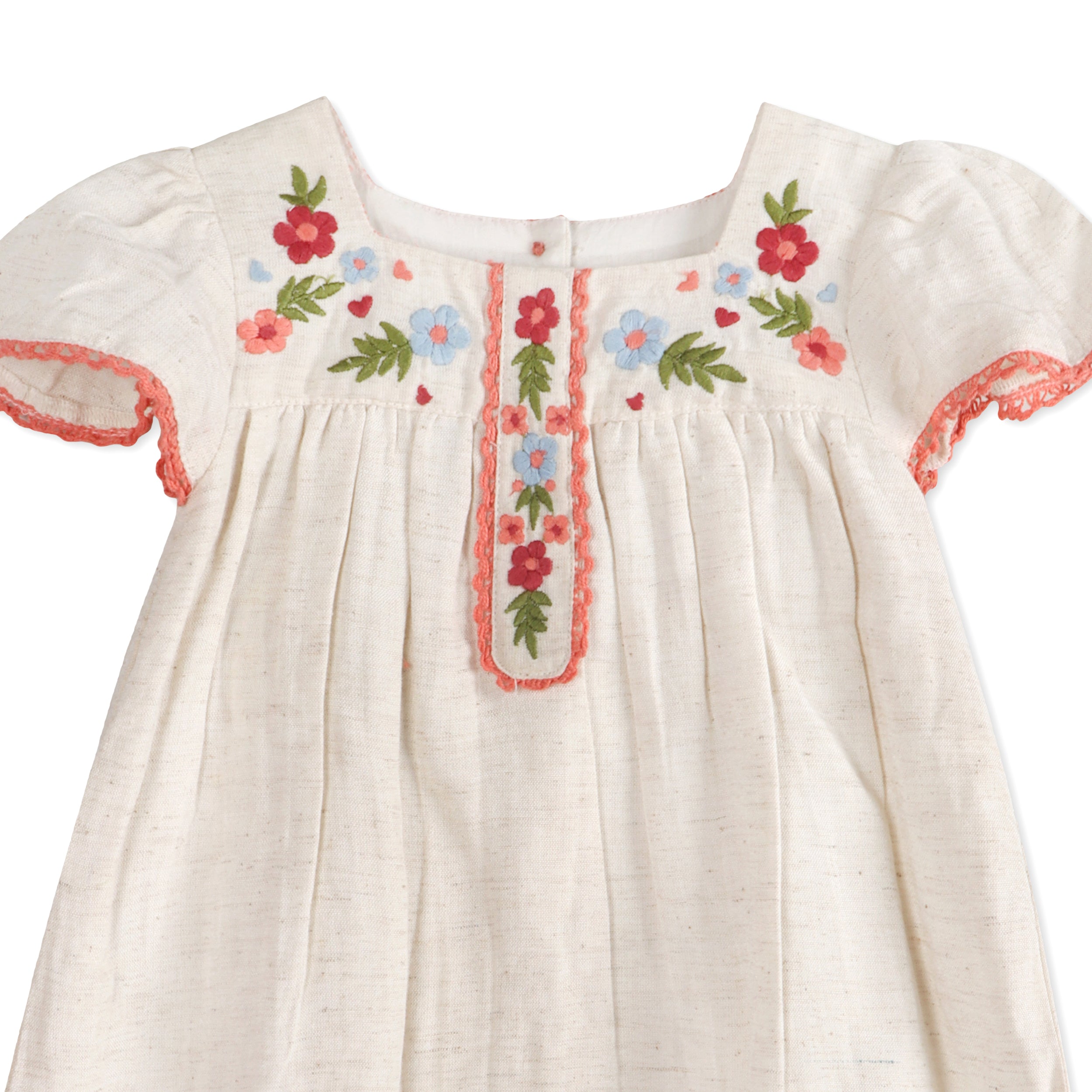 Gabi Embroidered Baby Dress Detail (Linen Blend)