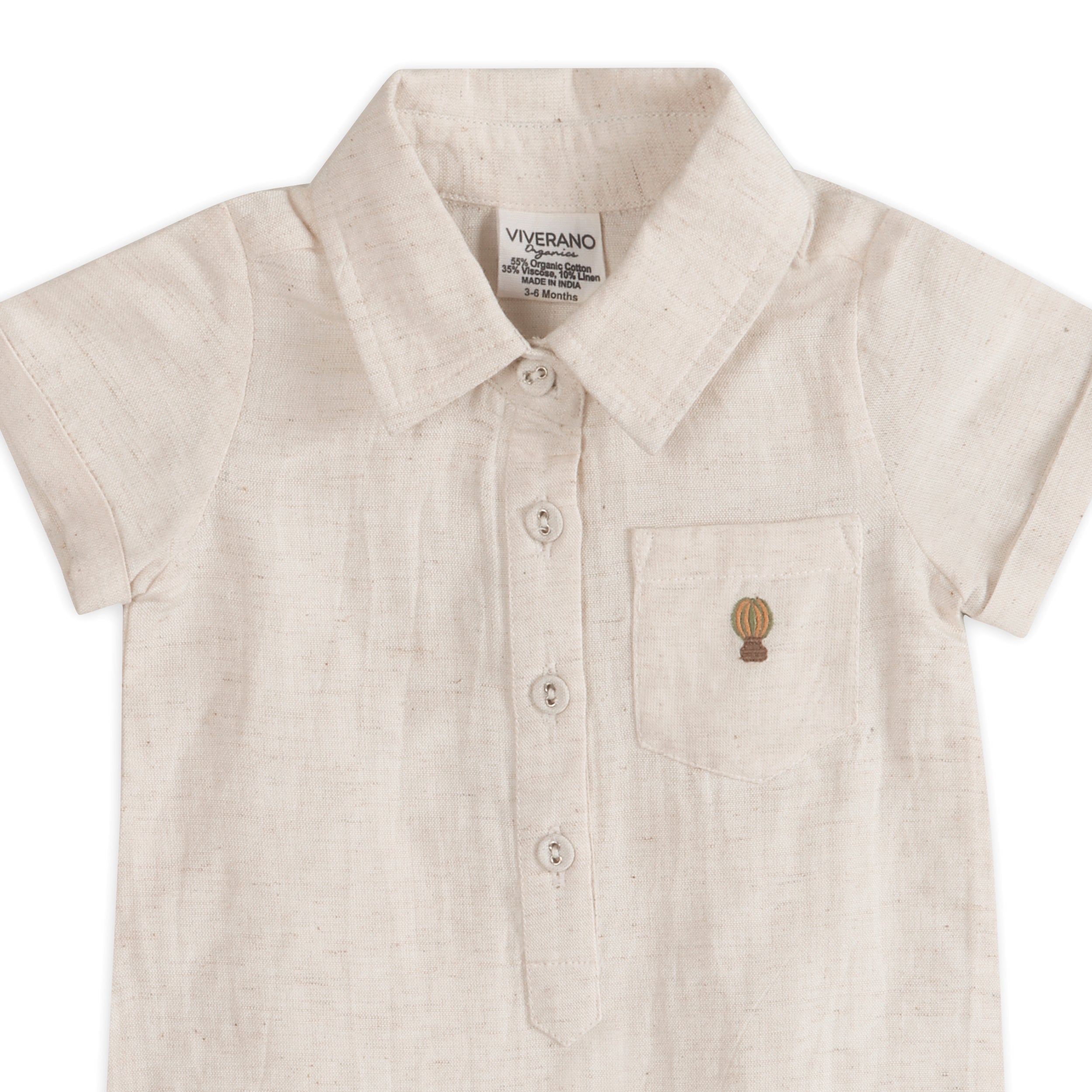 Sebastian Pocket Baby Romper Detail (Linen Blend)