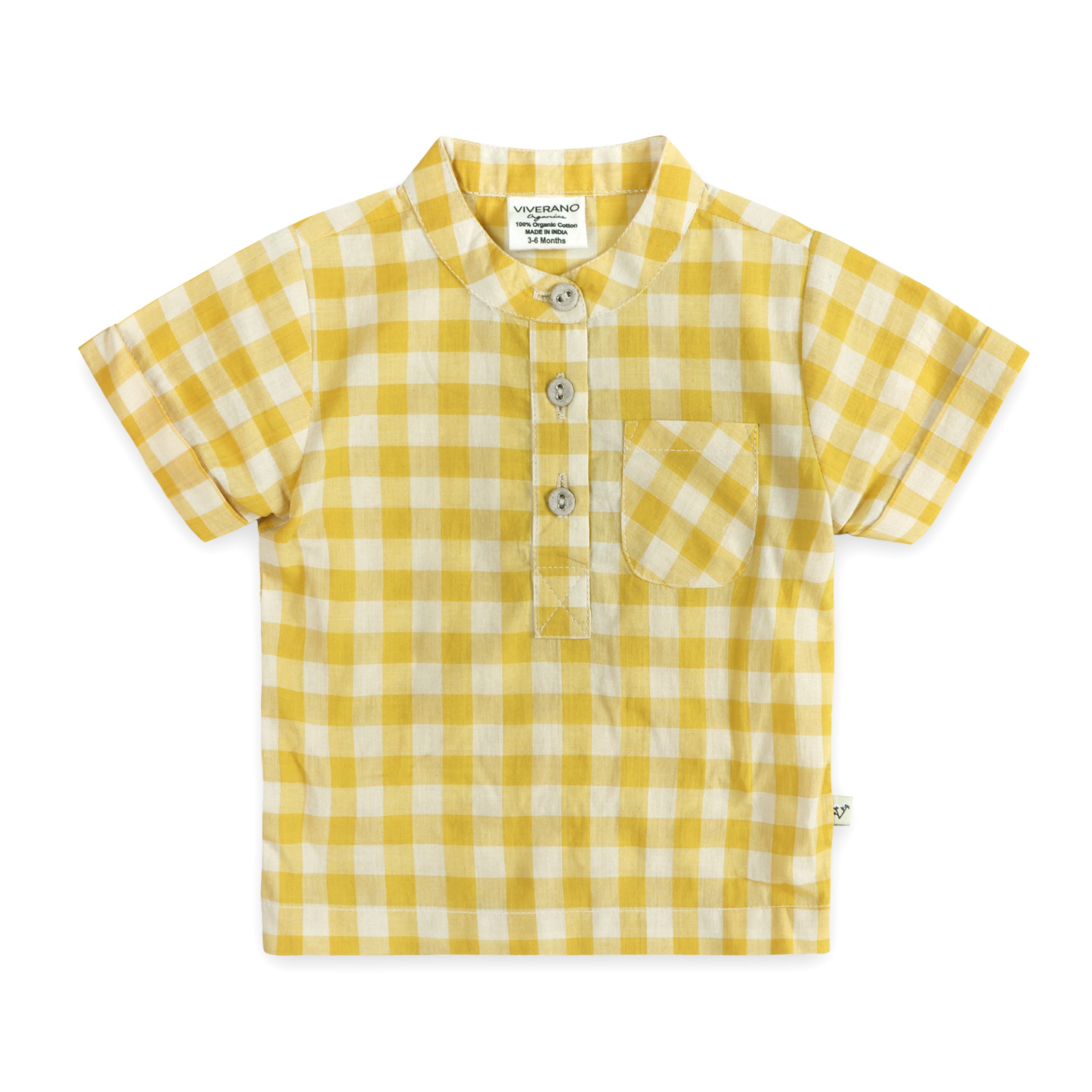 Aiden Gingham Baby Shirt Front (Organic)