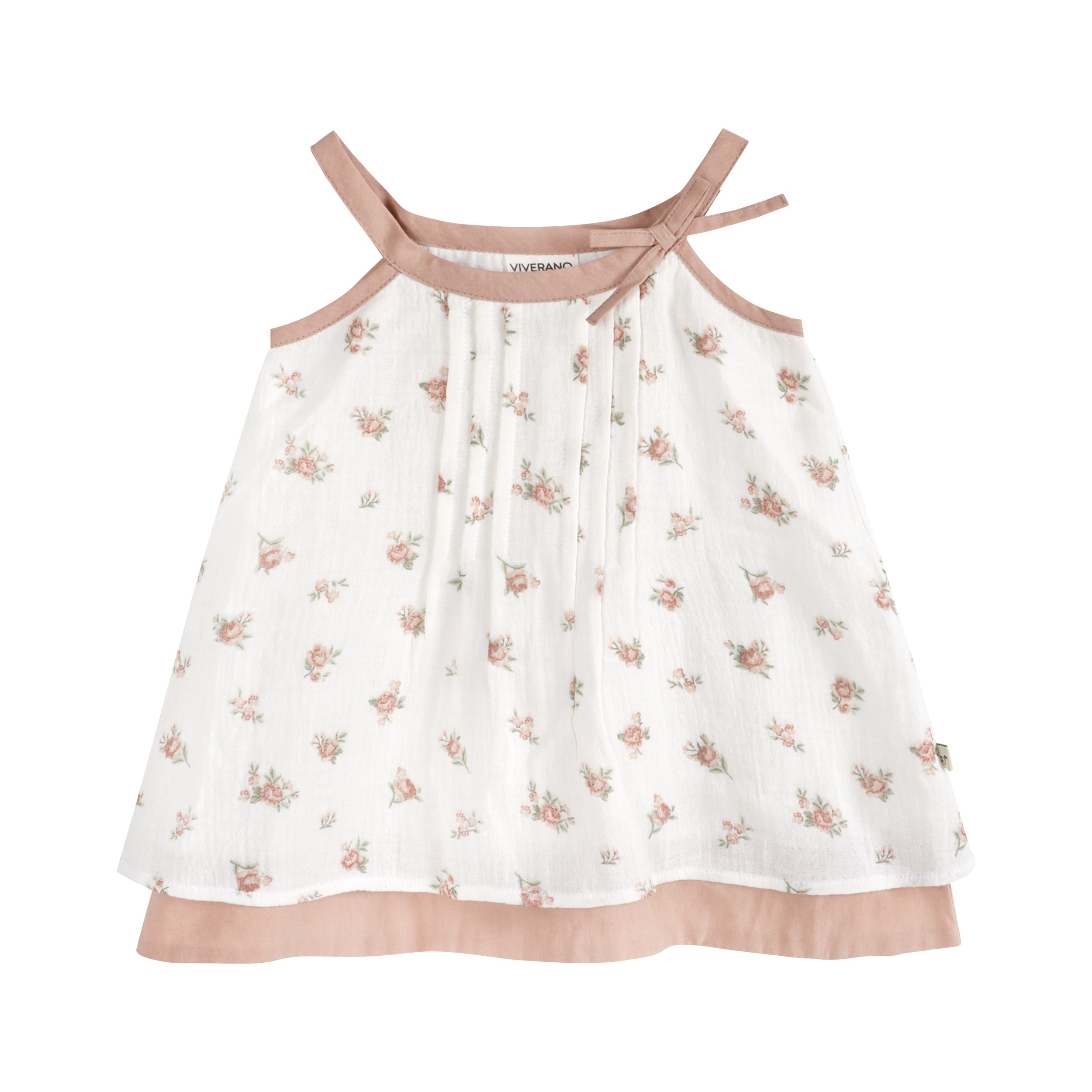 Tea Rose Floral Baby Dress Front (Organic)