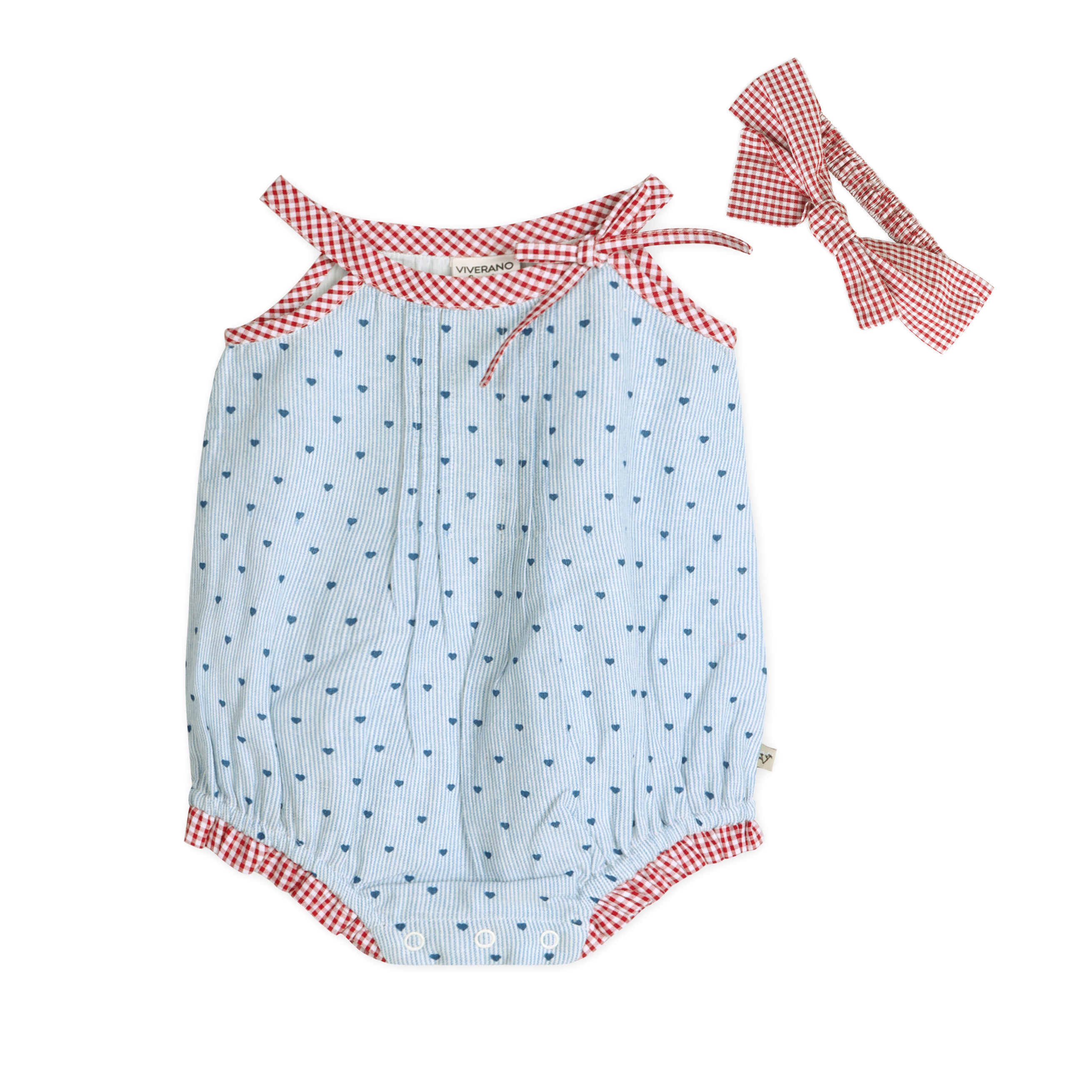 Kiera Ditsy Hearts Baby Romper + Headband (Organic)