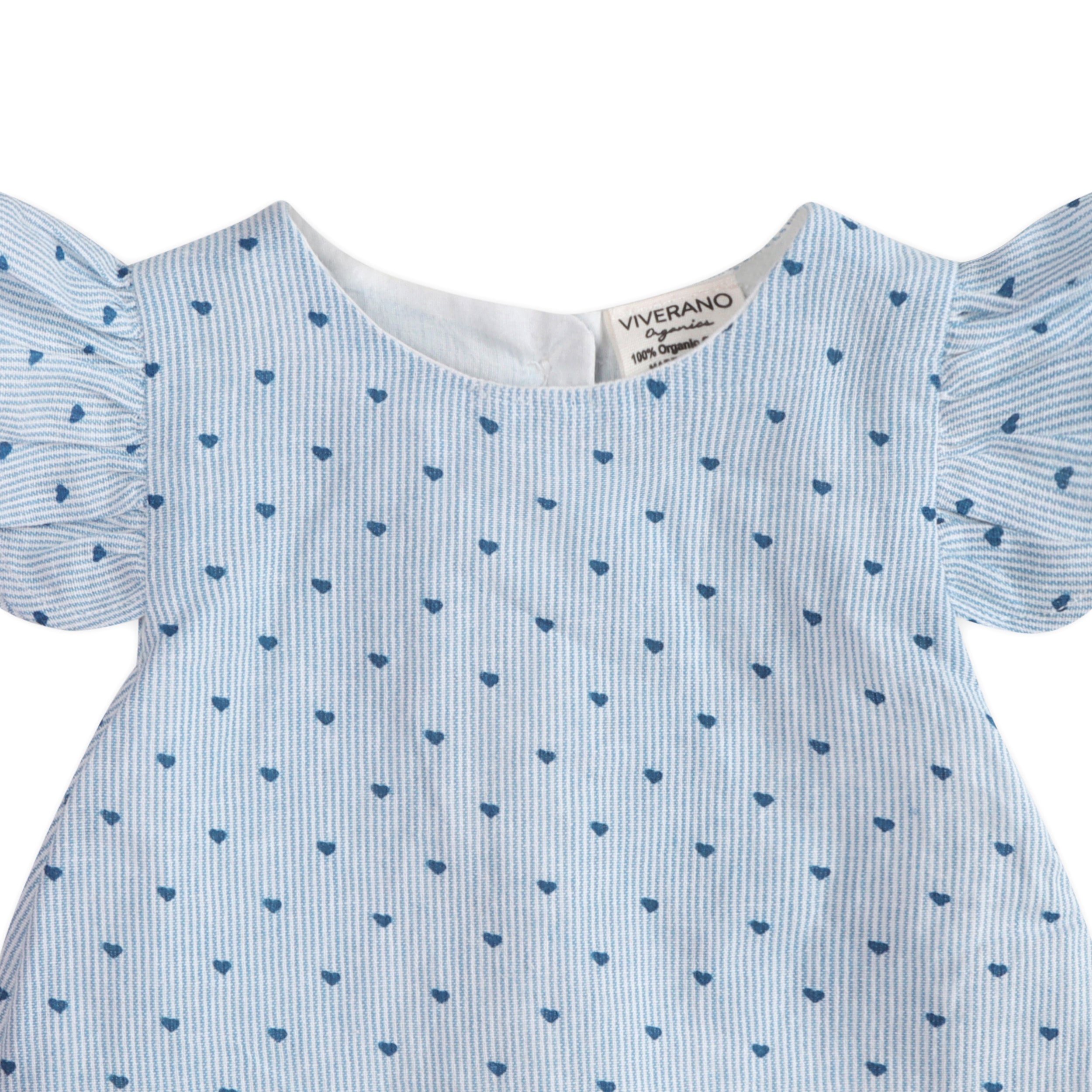 Emery Ditsy Hearts Baby Ruffled Sleeve Top Detail (Organic)