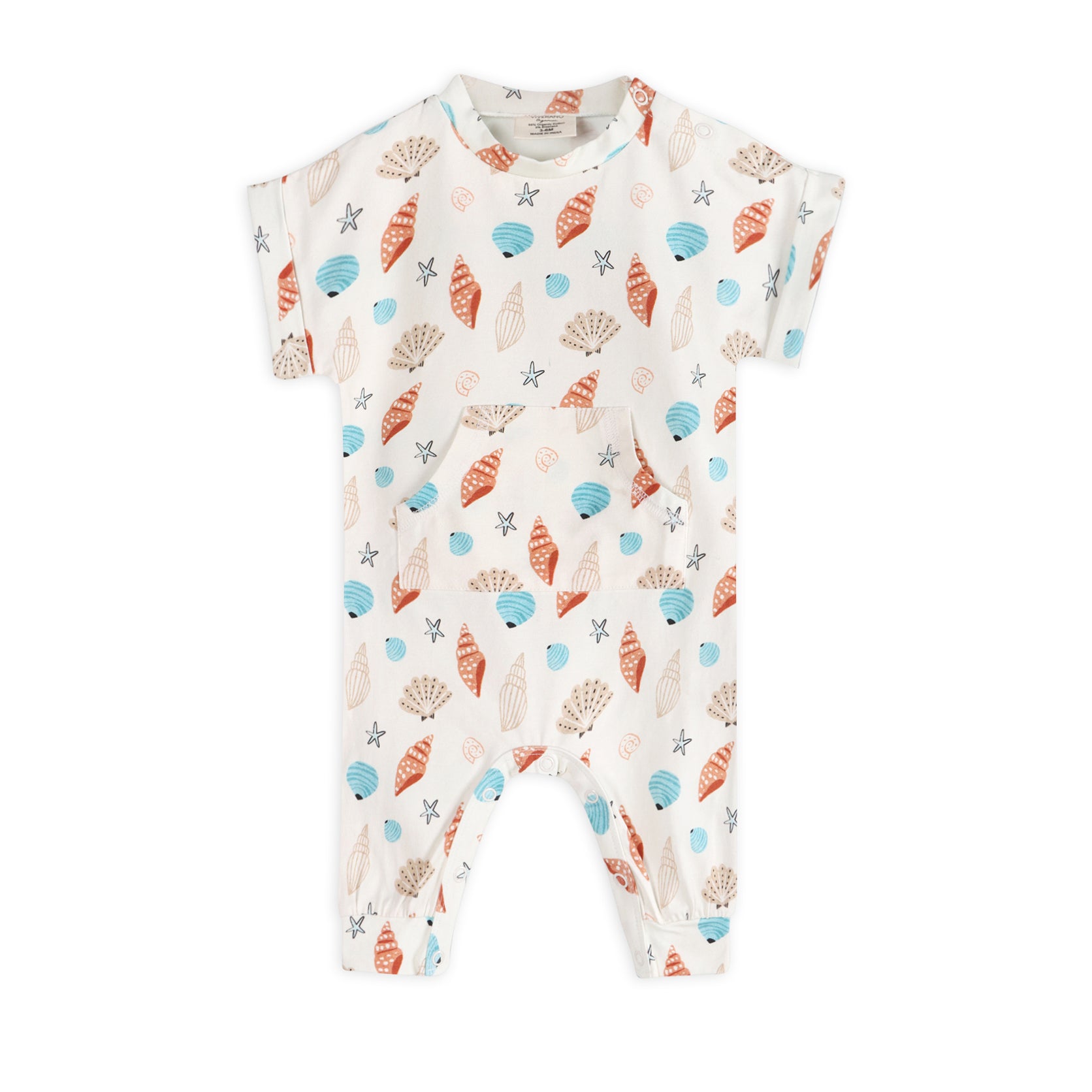 Seashell Kangaroo Pocket Baby Jumpsuit (Organic Jersey)