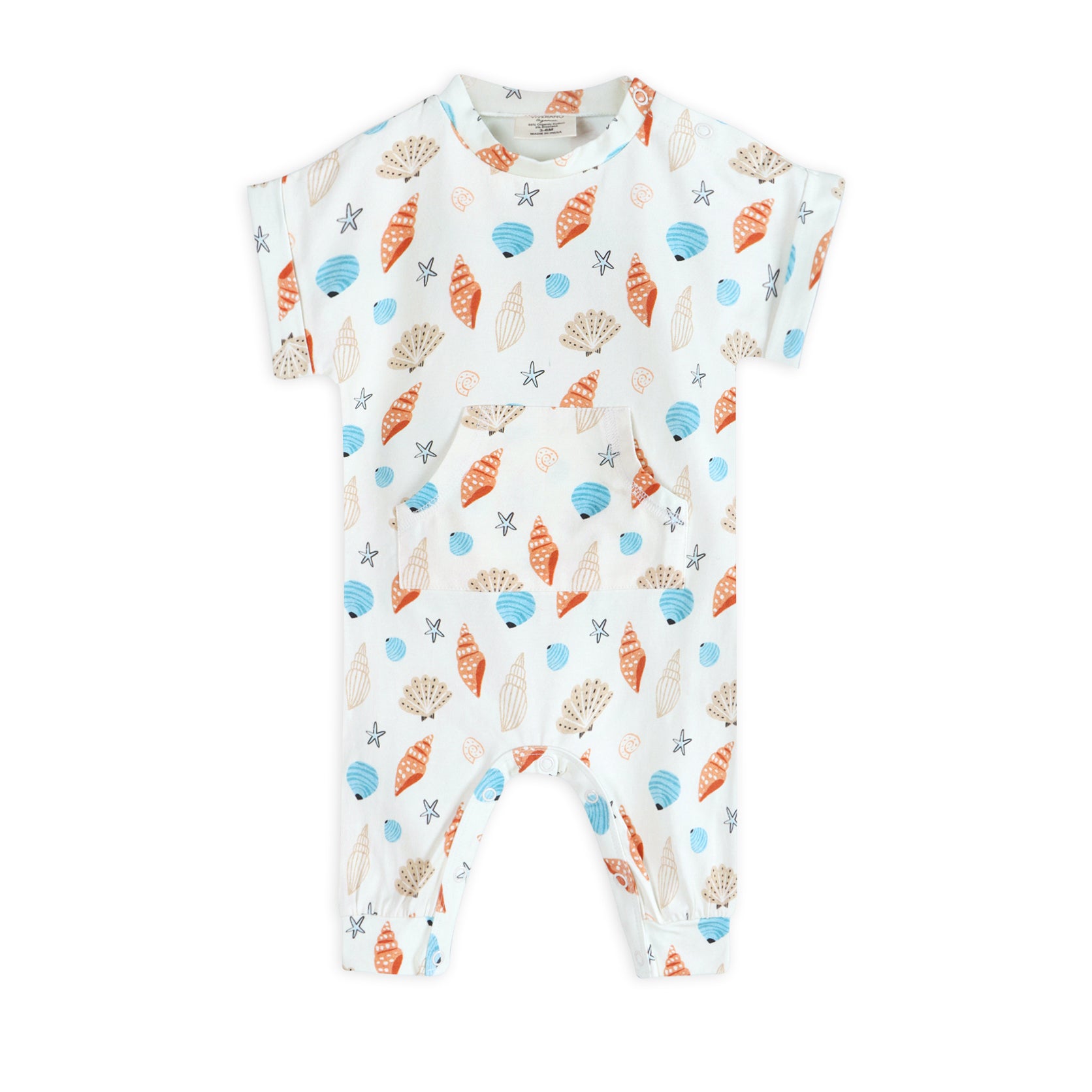 Seashell Kangaroo Pocket Baby Jumpsuit (Organic Jersey)