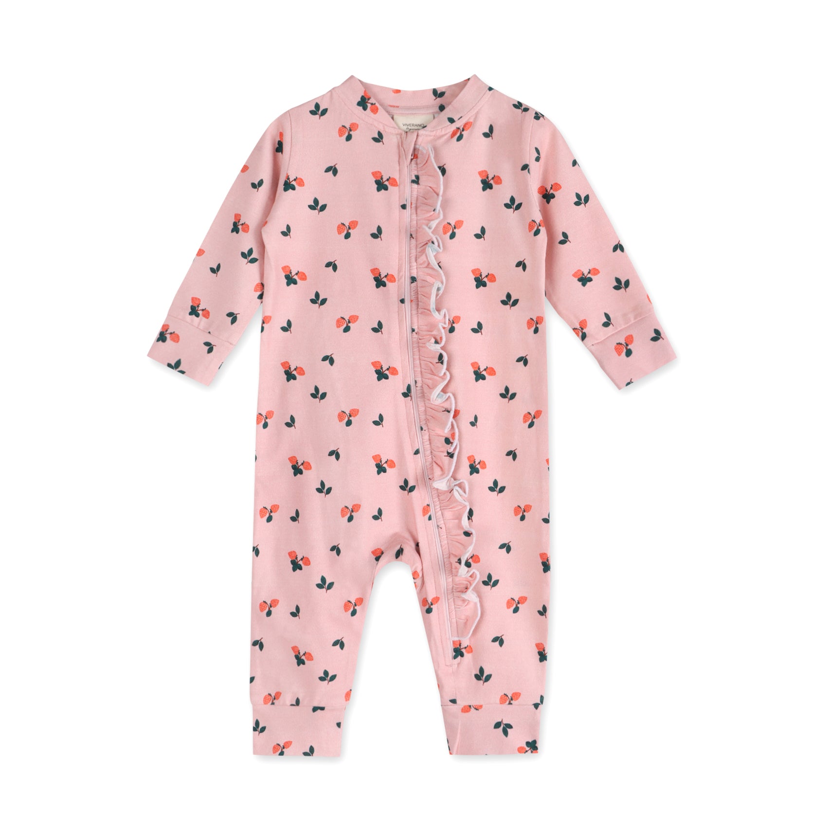 Strawberry Baby Ruffle Zipper Jumpsuit (Organic Jersey)