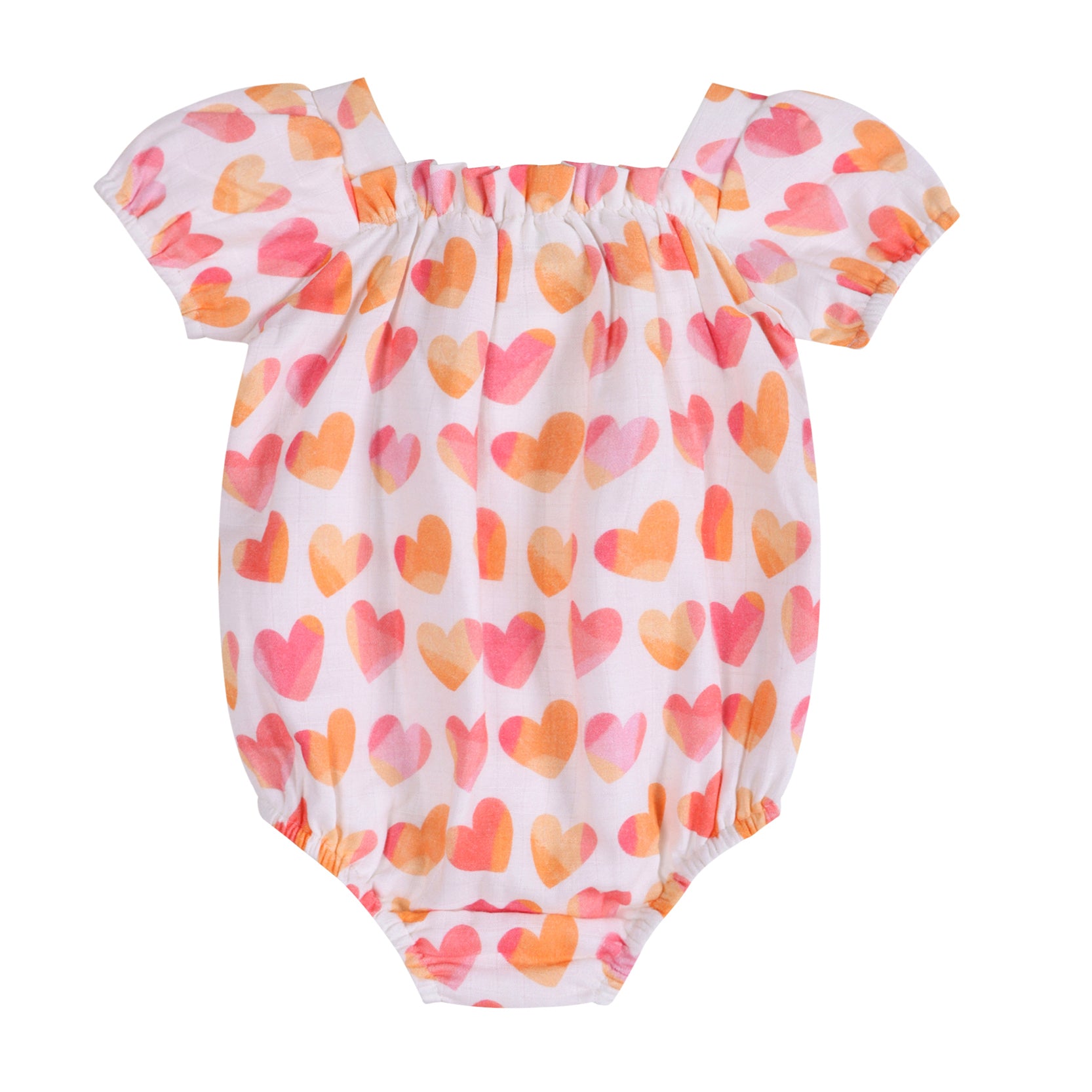 Hearts Baby Bubble Romper Back (Organic Muslin)