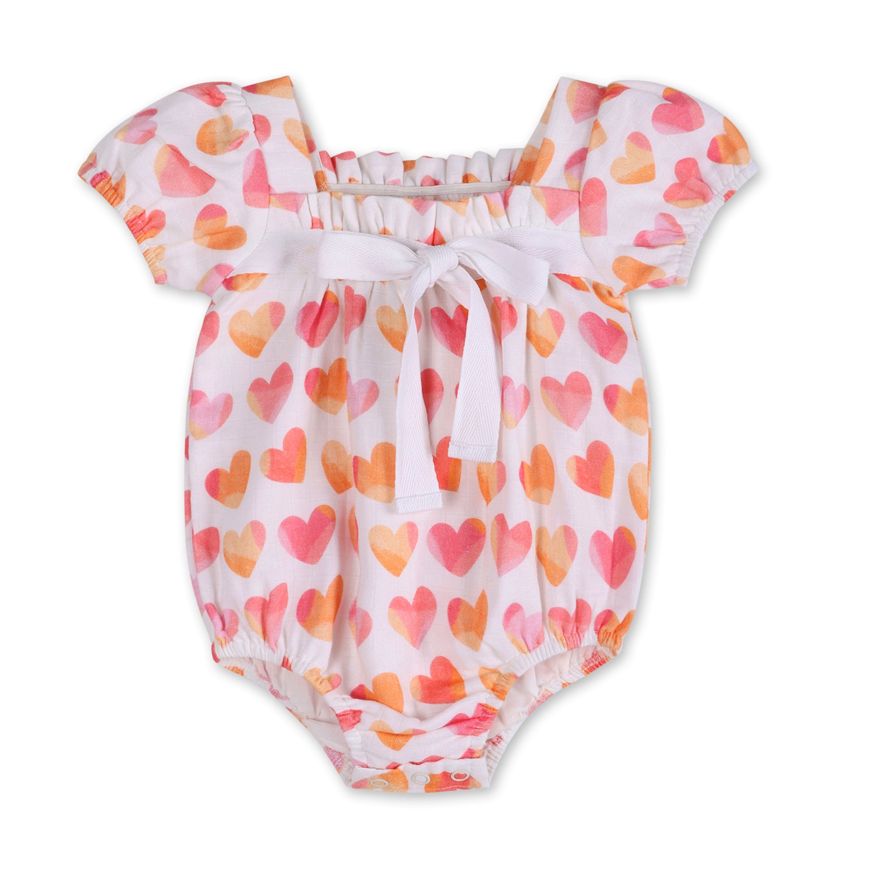 Hearts Baby Bubble Romper + Headband (Organic Muslin)