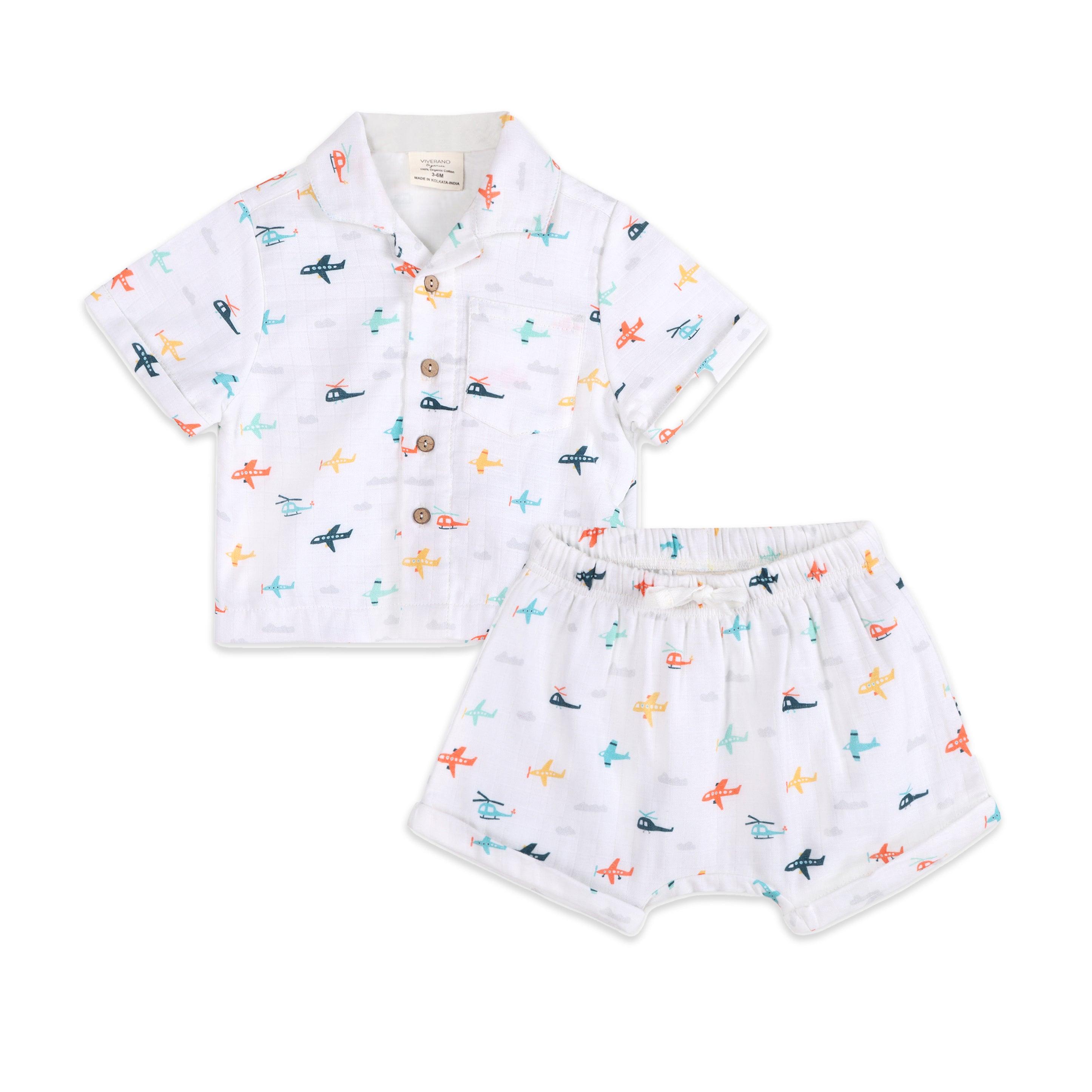 Planes Baby Shirt & Shorts Set (Organic Muslin)